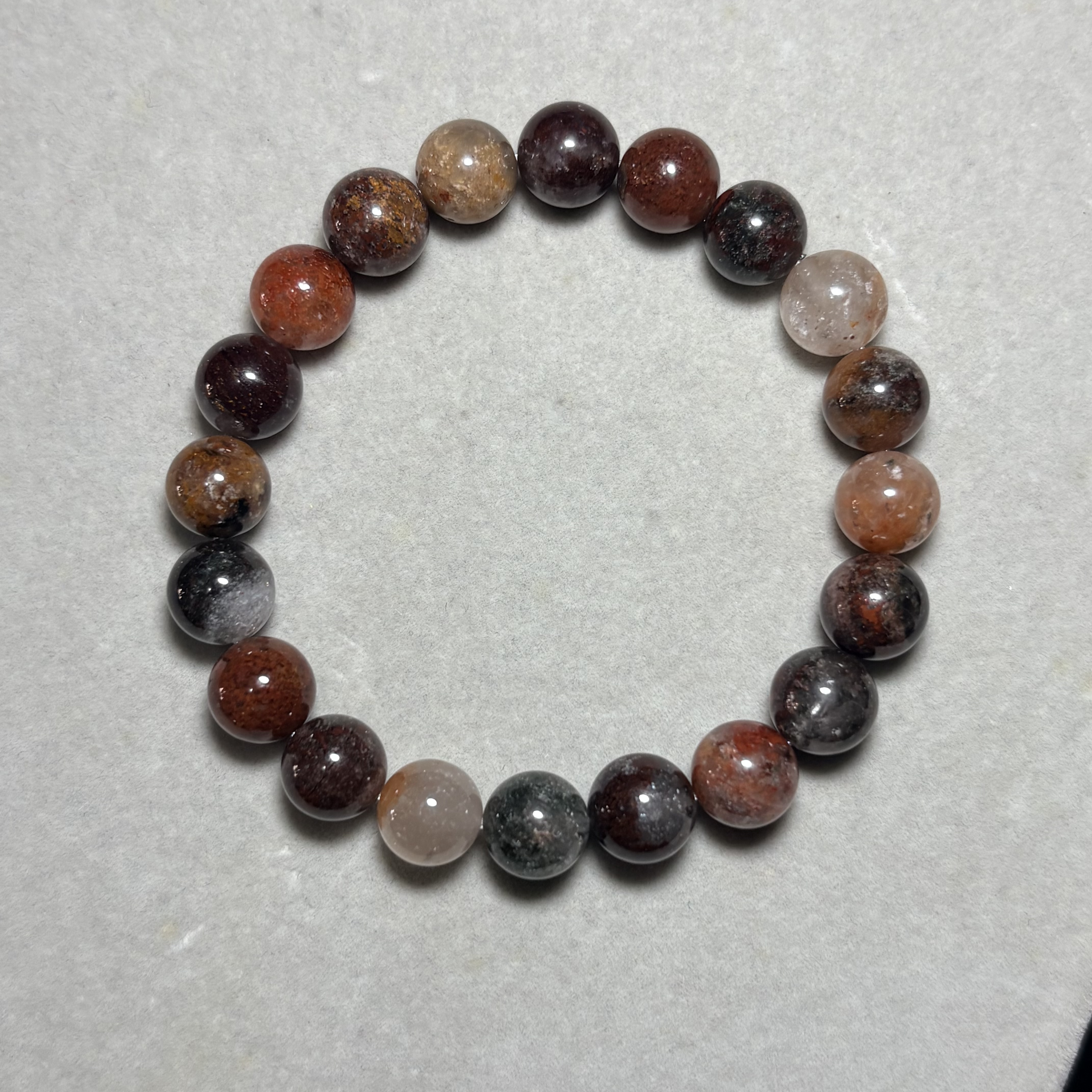 四季幽靈（彩幽靈）水晶手串 No.4580 Flower Phantom Quartz 丨10mm珠17cm手圍