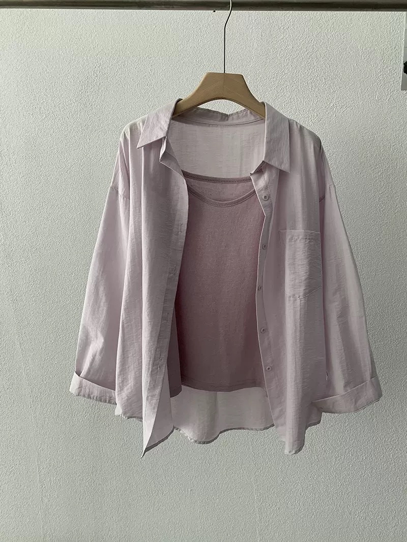 爆款！休闲穿搭 防晒衬衫两件套