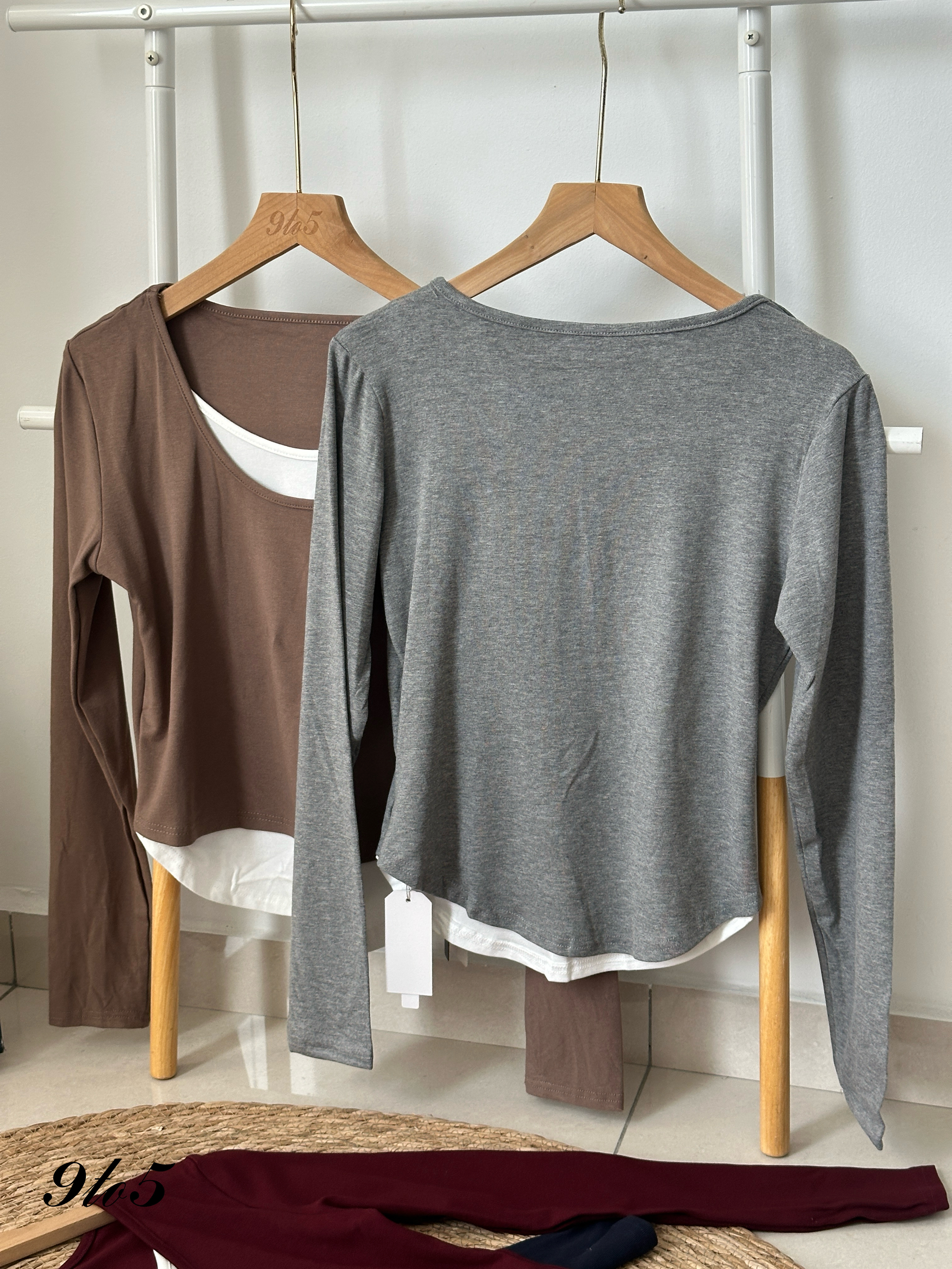 T3992 Fake Two-Piece Top - 4 Colors