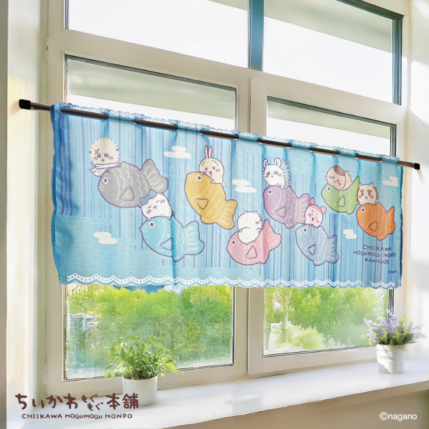 現貨｜Chiikawa ちいかわ 川越店 MOGUMOGU本舖限定 日本製 鯛魚 門簾 窗簾 120x45cm (藍色 CMK031-01)