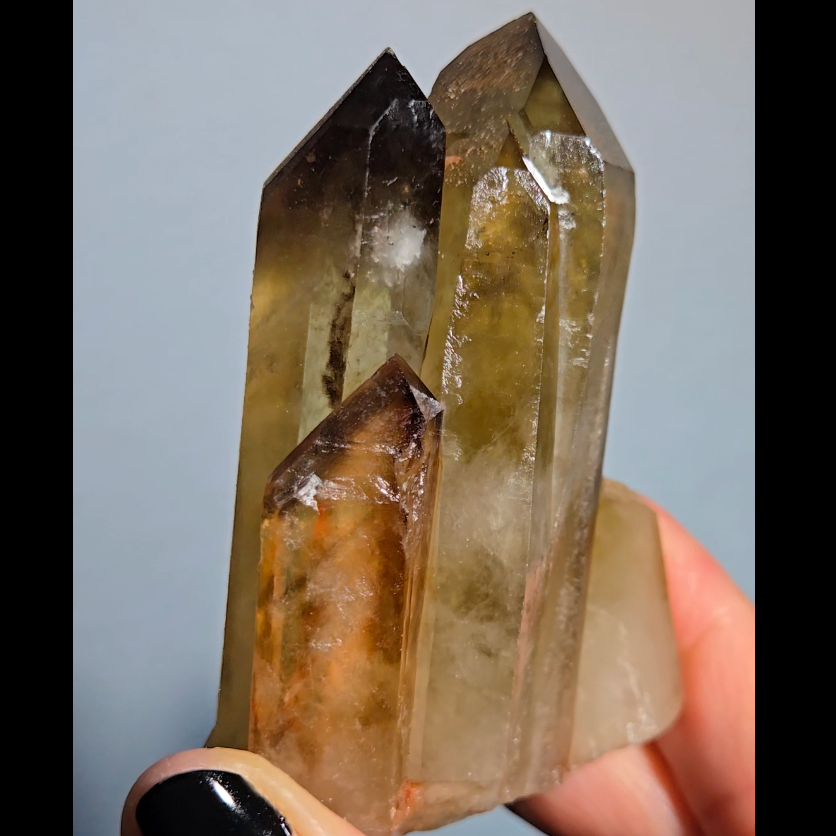 Smoky citrine cluster with phantoms - C112