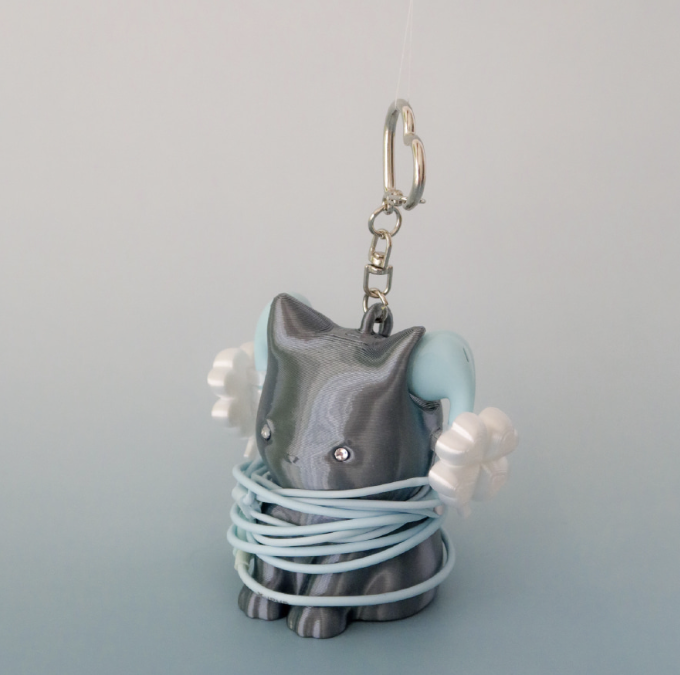 韓國小眾品牌 46month 小貓 耳機線收納 心型 鎖匙扣｜Cat Cable Keyring