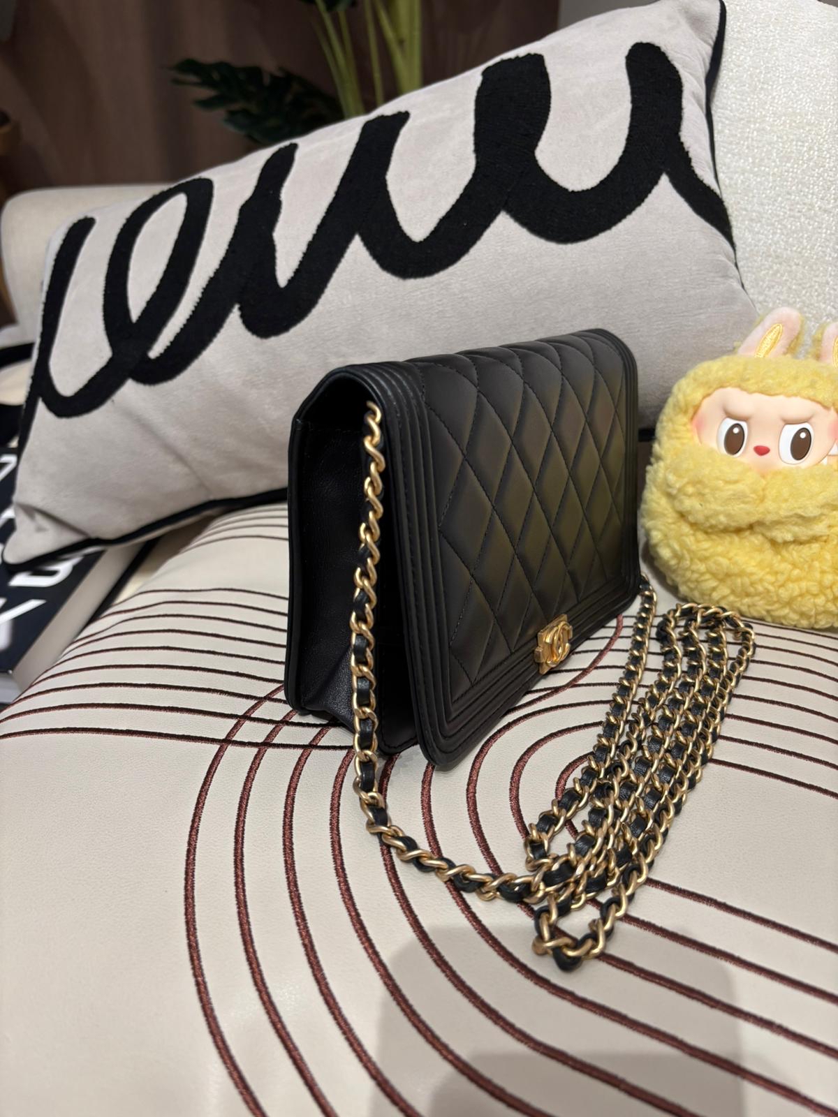 Chanel Boy Wallet On Chain woc 100%Authentic, 90%New ✅26Card✅Dust bag