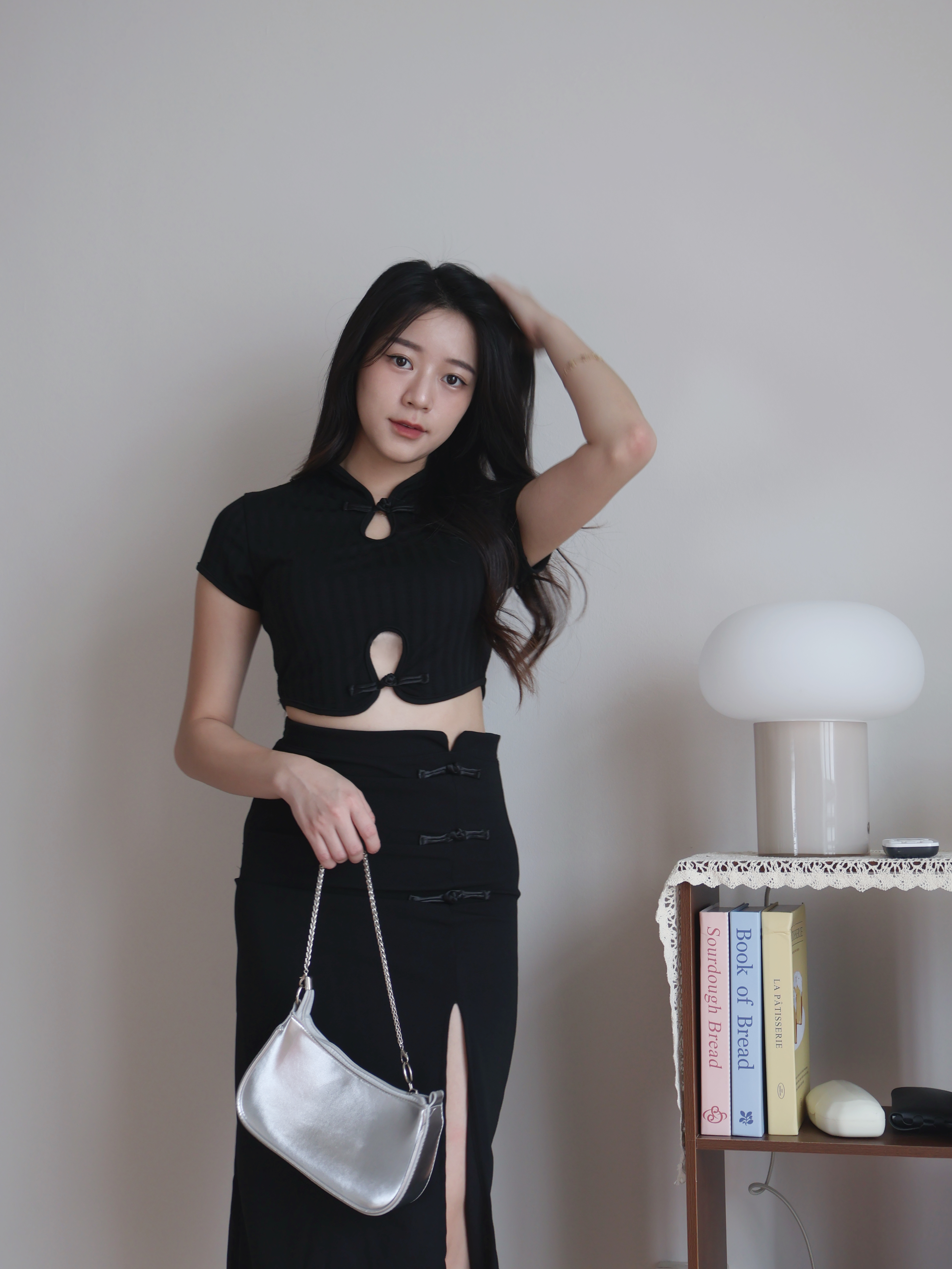 Jean Side-Slit Skirt | Black