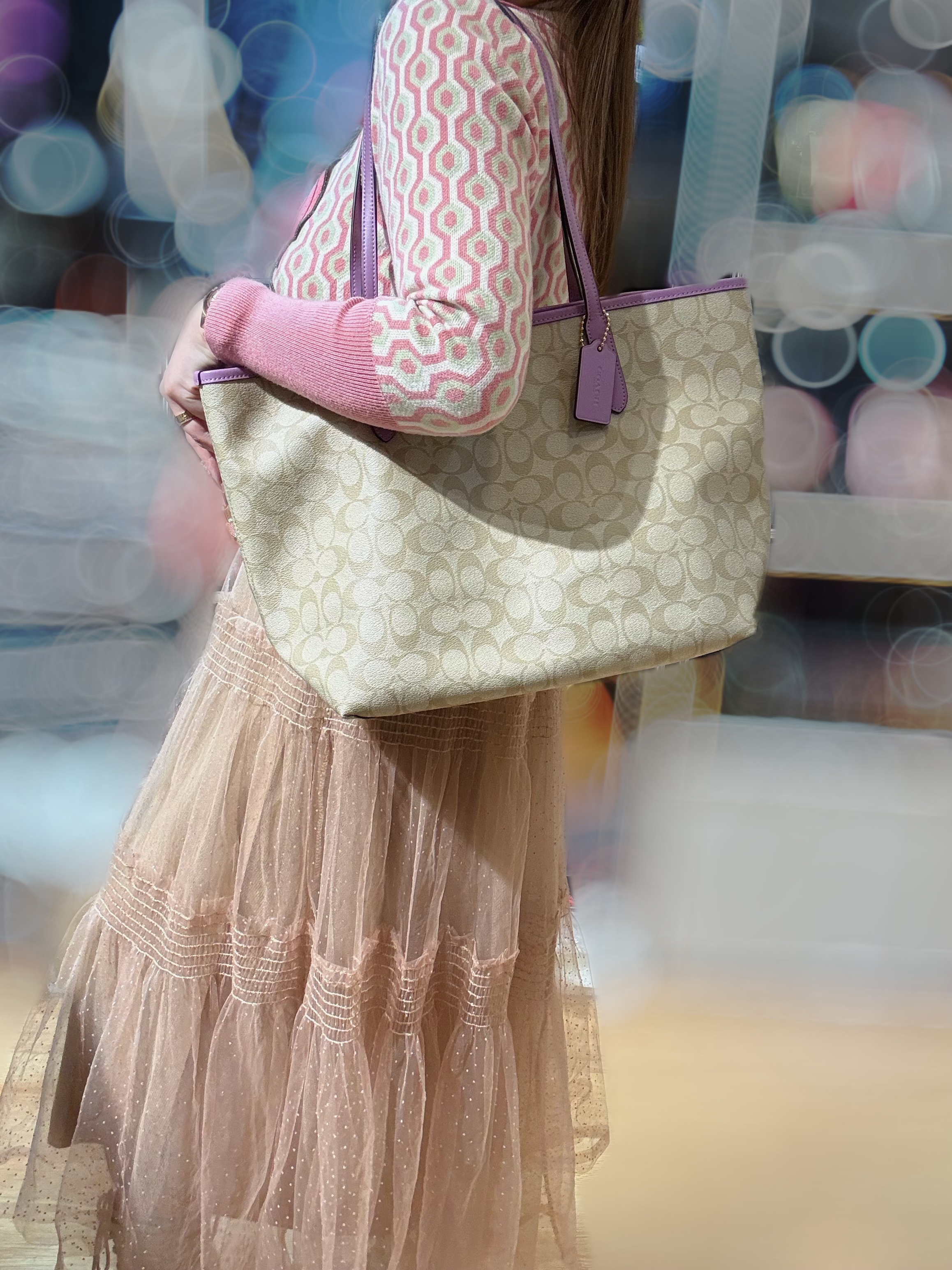 Coach City tote white/m/purple