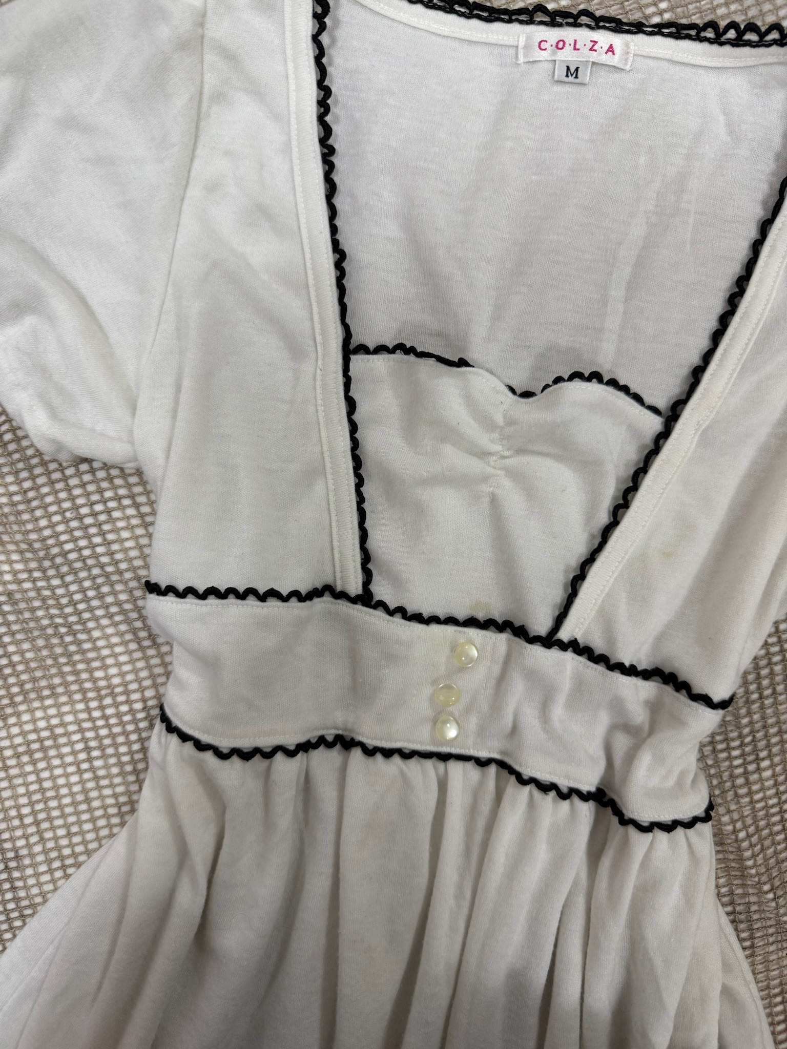  Empire Waist Puff Sleeve Tunic with Buttons