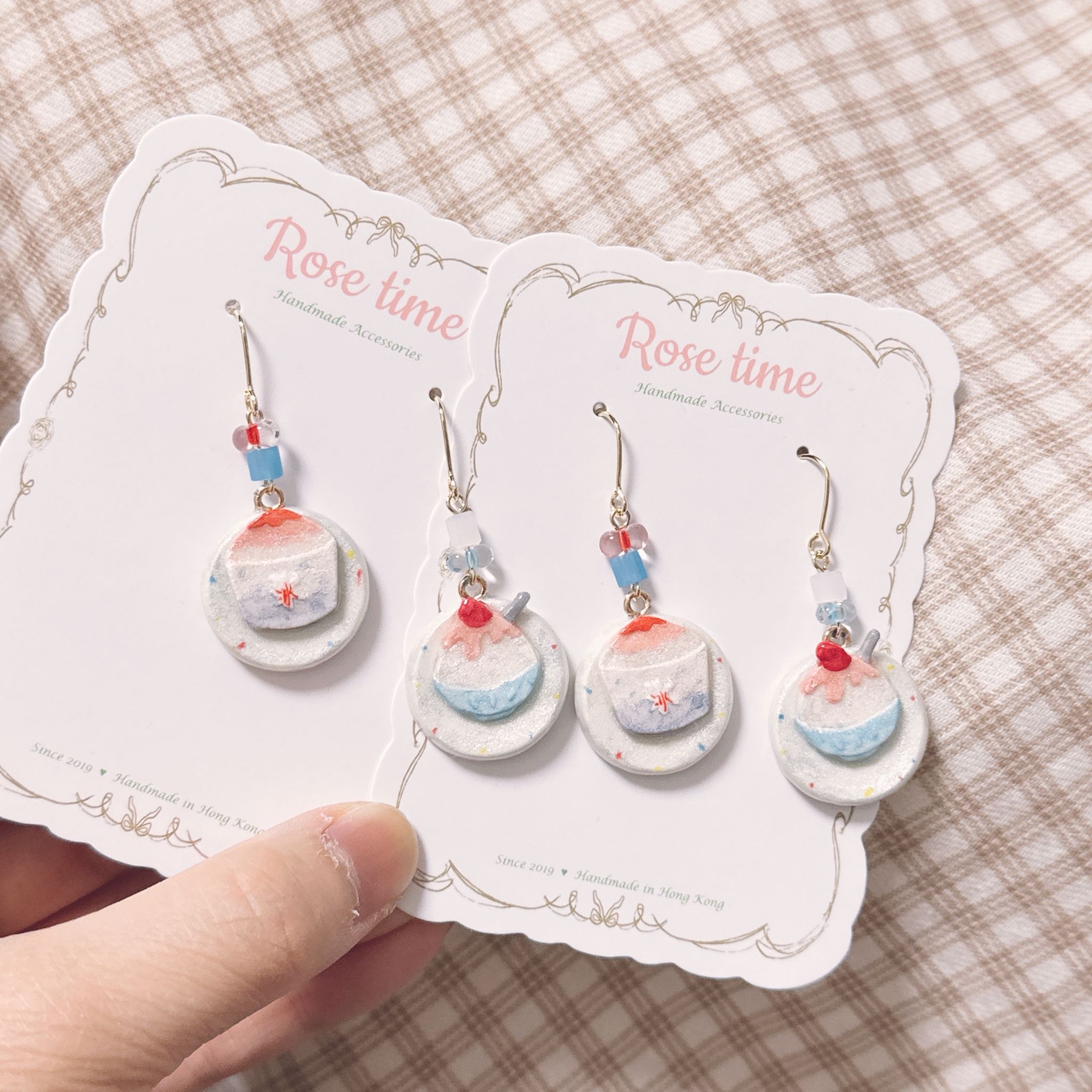 手繪 和風夏日祭 刨冰耳環