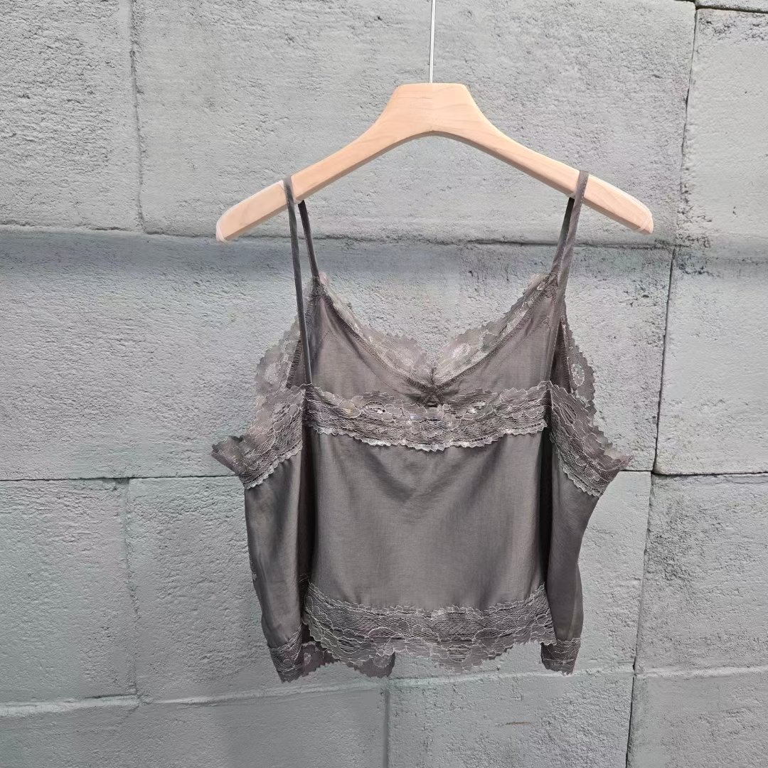 Lace silk vest 