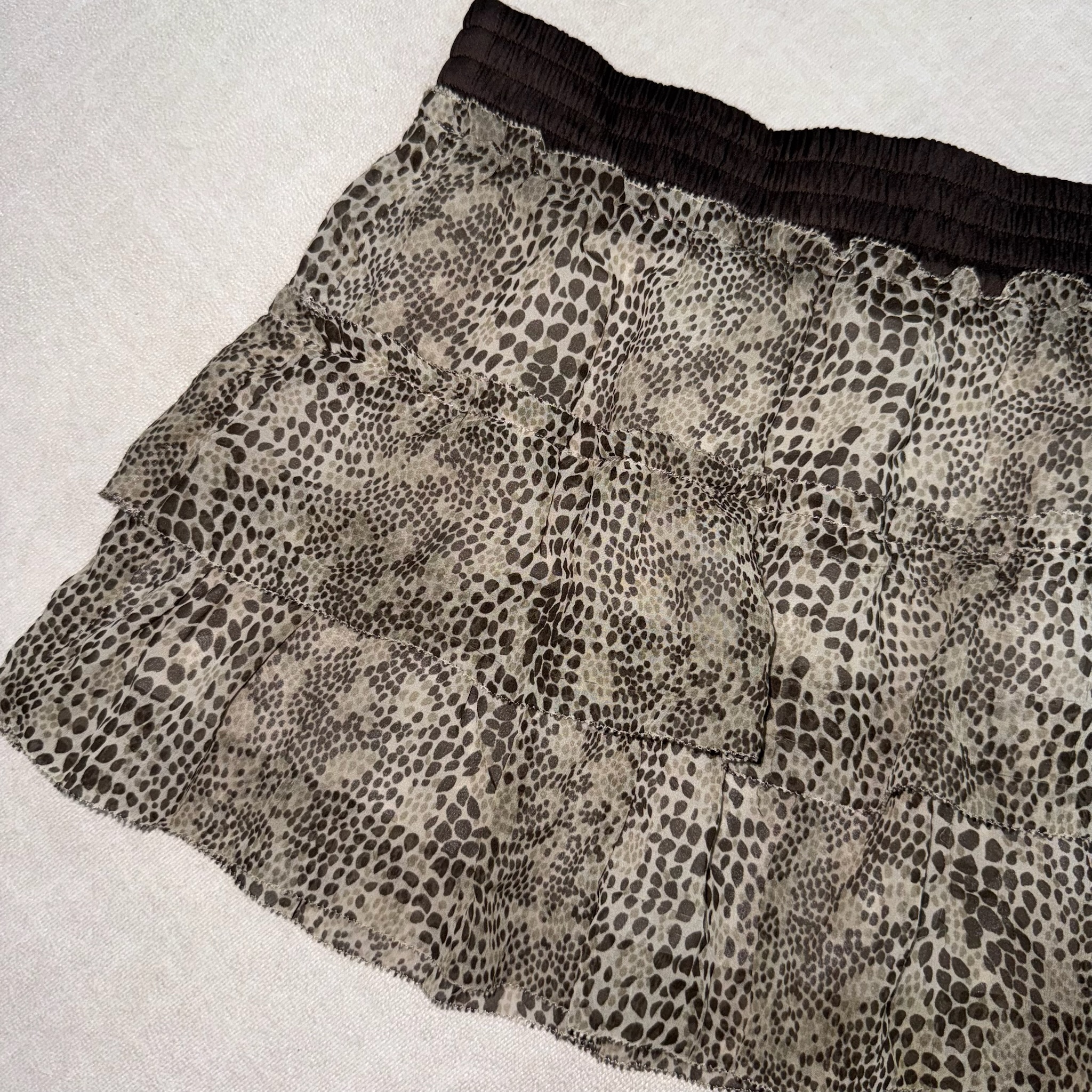Snake Print Ruffle Mini Skirt