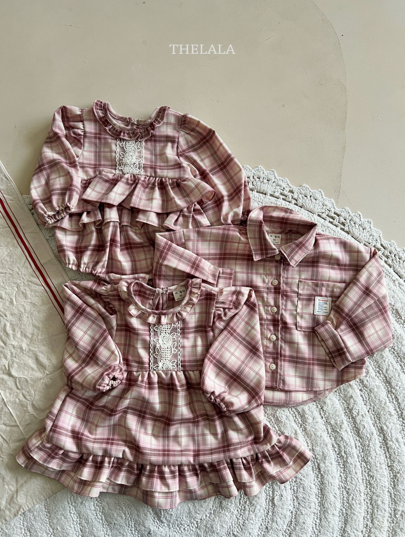 🌸預訂 韓國直送🌸🇰🇷THELALA兩色標籤口袋格紋長袖恤衫