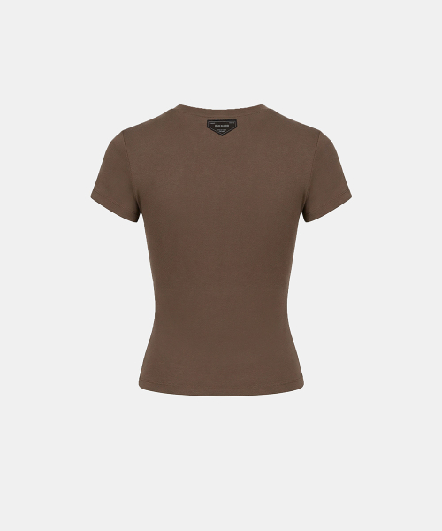 BS Cotton Jersey Fitted Short Sleeve T-Shirt - Brown