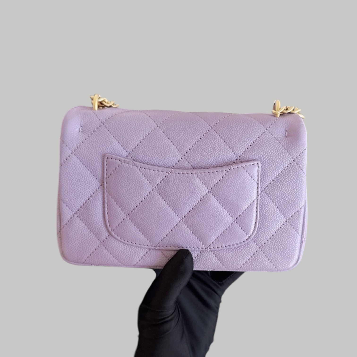 Chanel Caviar 紫色荔枝皮心形調節扣