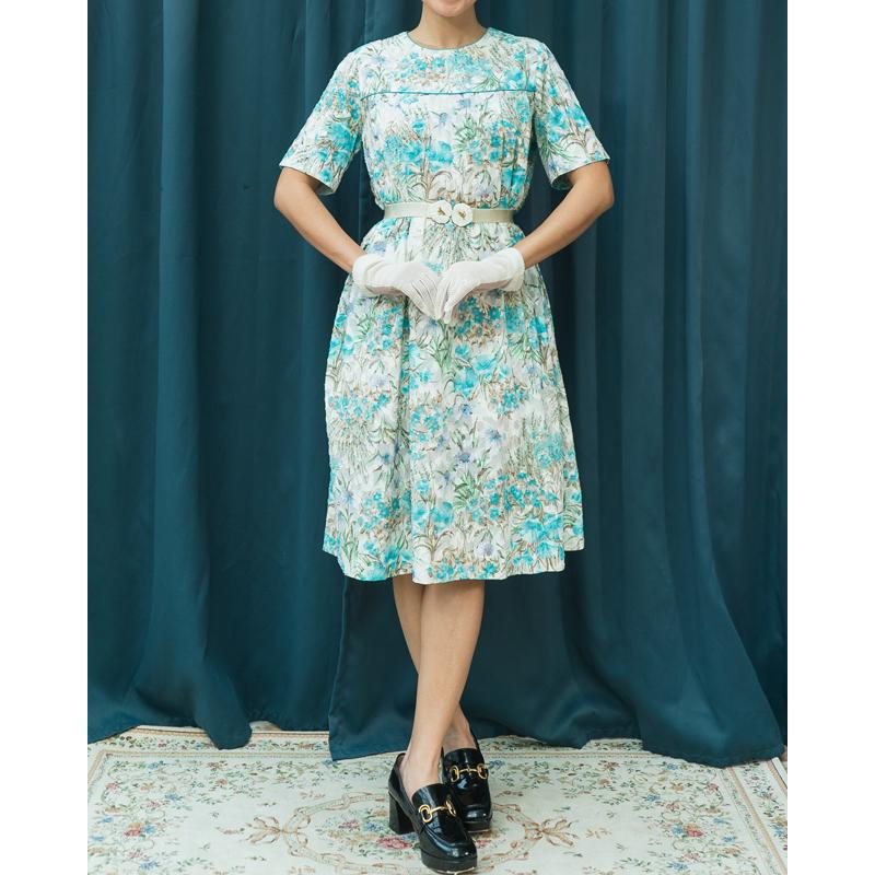 Vintage Japanese Floral Pattern Tunic Summer Dress(MT1541-23)