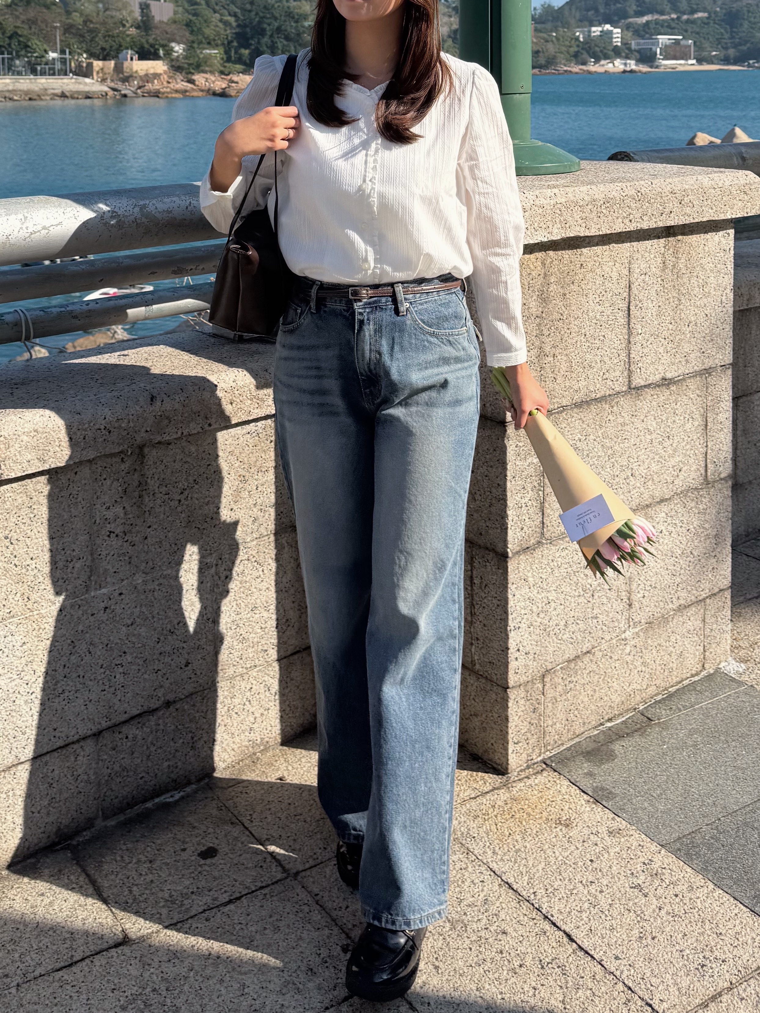 經典高腰闊腿牛仔褲(兩個尺碼)