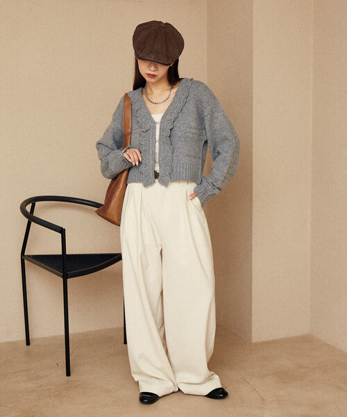 荷葉邊針織短外套