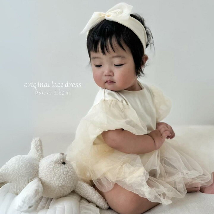 🇯🇵預訂 日本直送🇯🇵Kawaii&born 兩色薄紗短袖包屁裙髮帶套裝