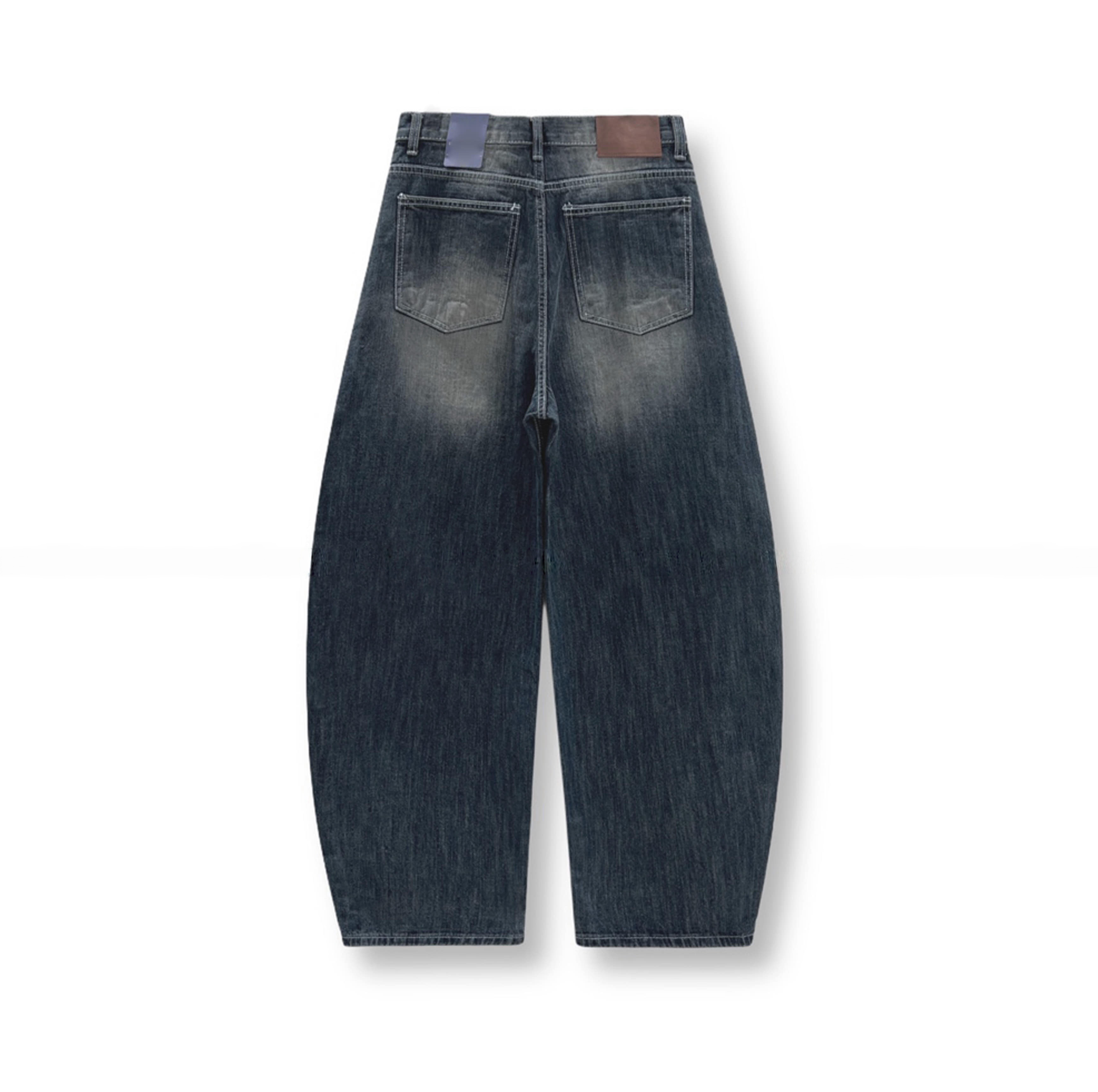 Sanded Washed Wide Leg Denim
