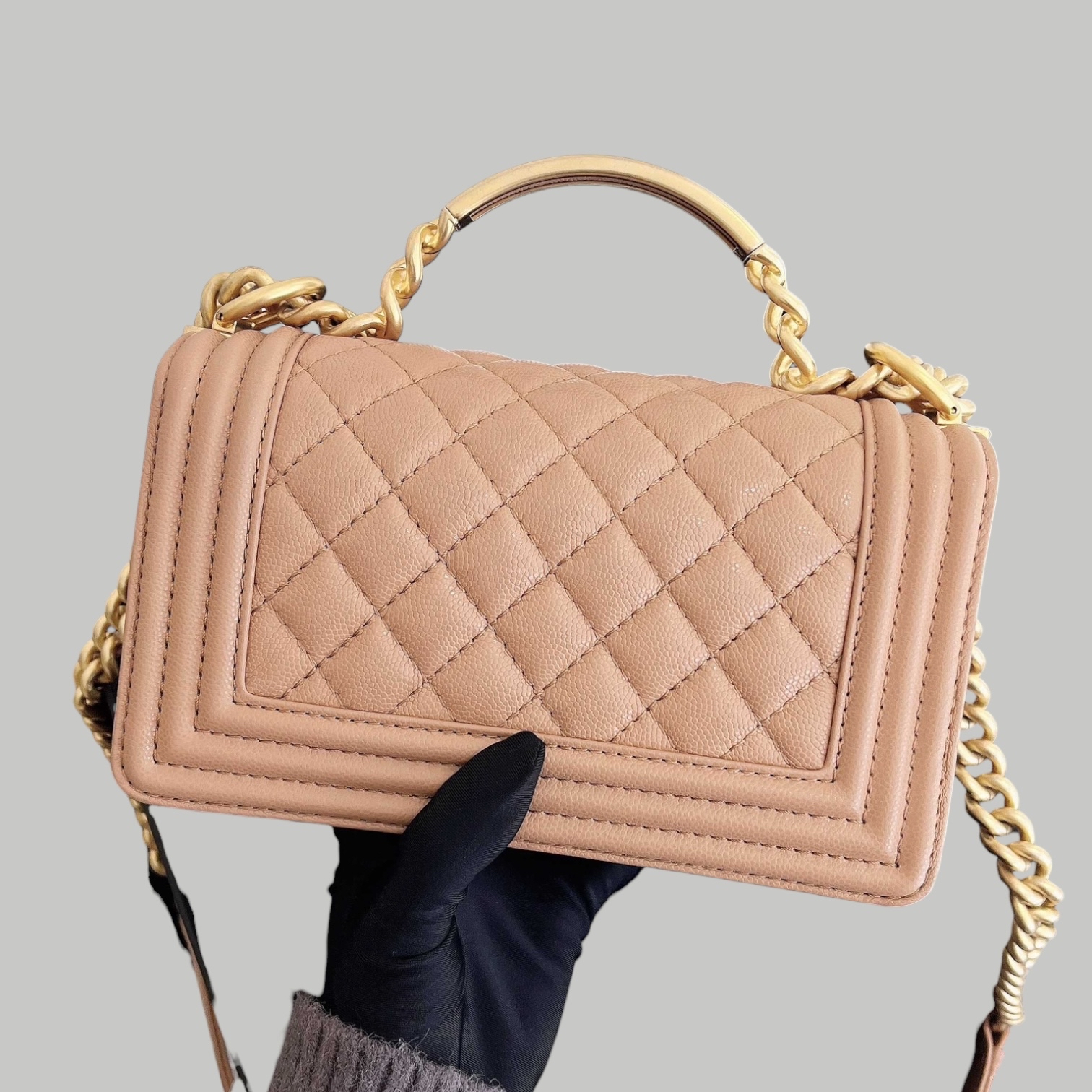 Chanel Caviar Leboy 荔枝皮奶茶金扣