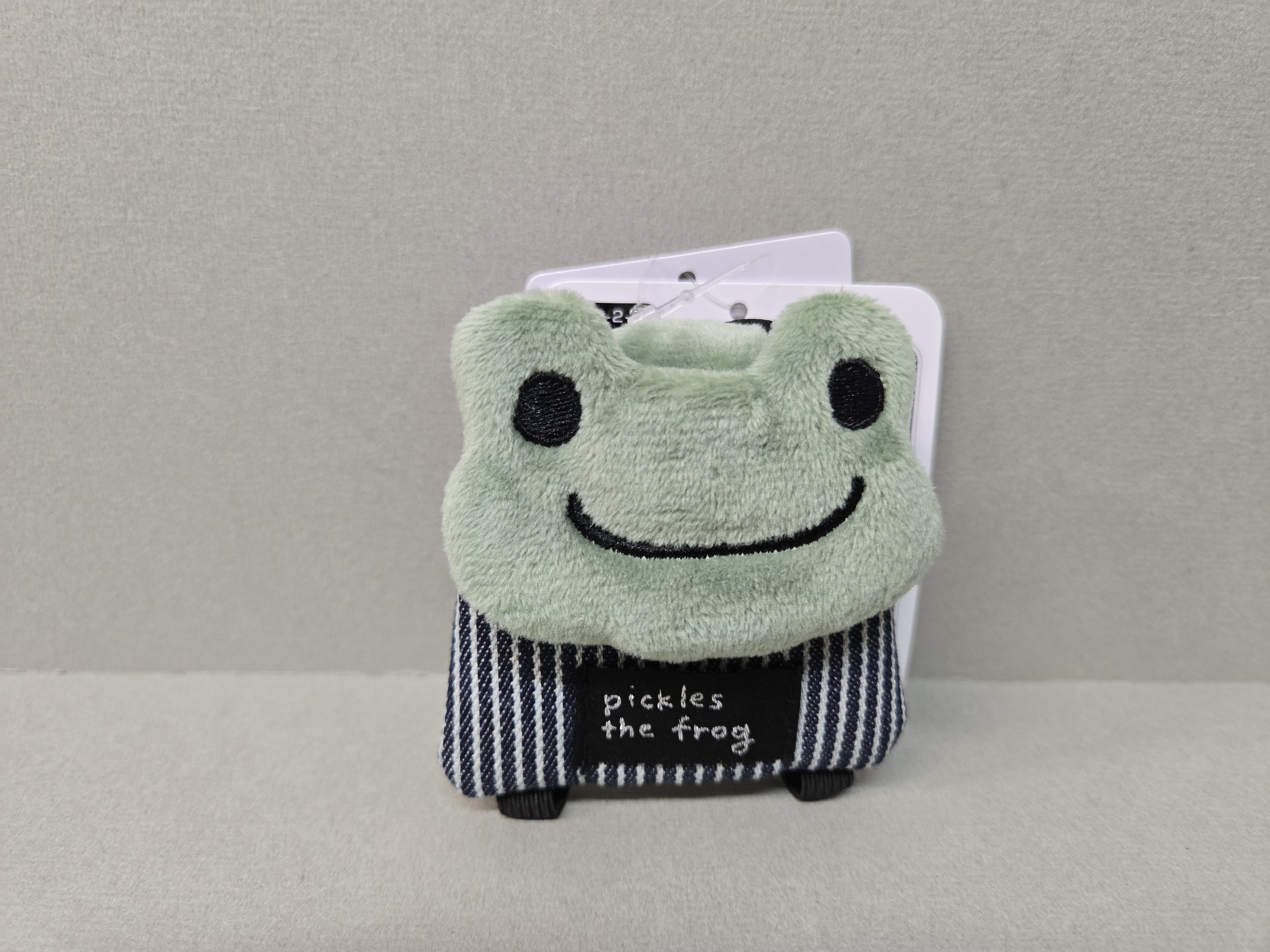 Pickles藍色白直條牛仔布綠色青蛙頭背包掛飾(可以公仔用及人用掛飾）