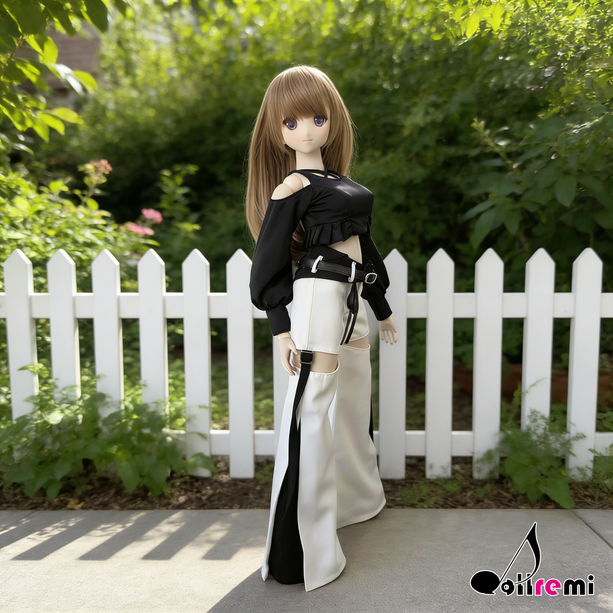 【dollremi】(DD0917A) 大腿鏤空闊腿褲 Thigh-cut-out wide-leg pants