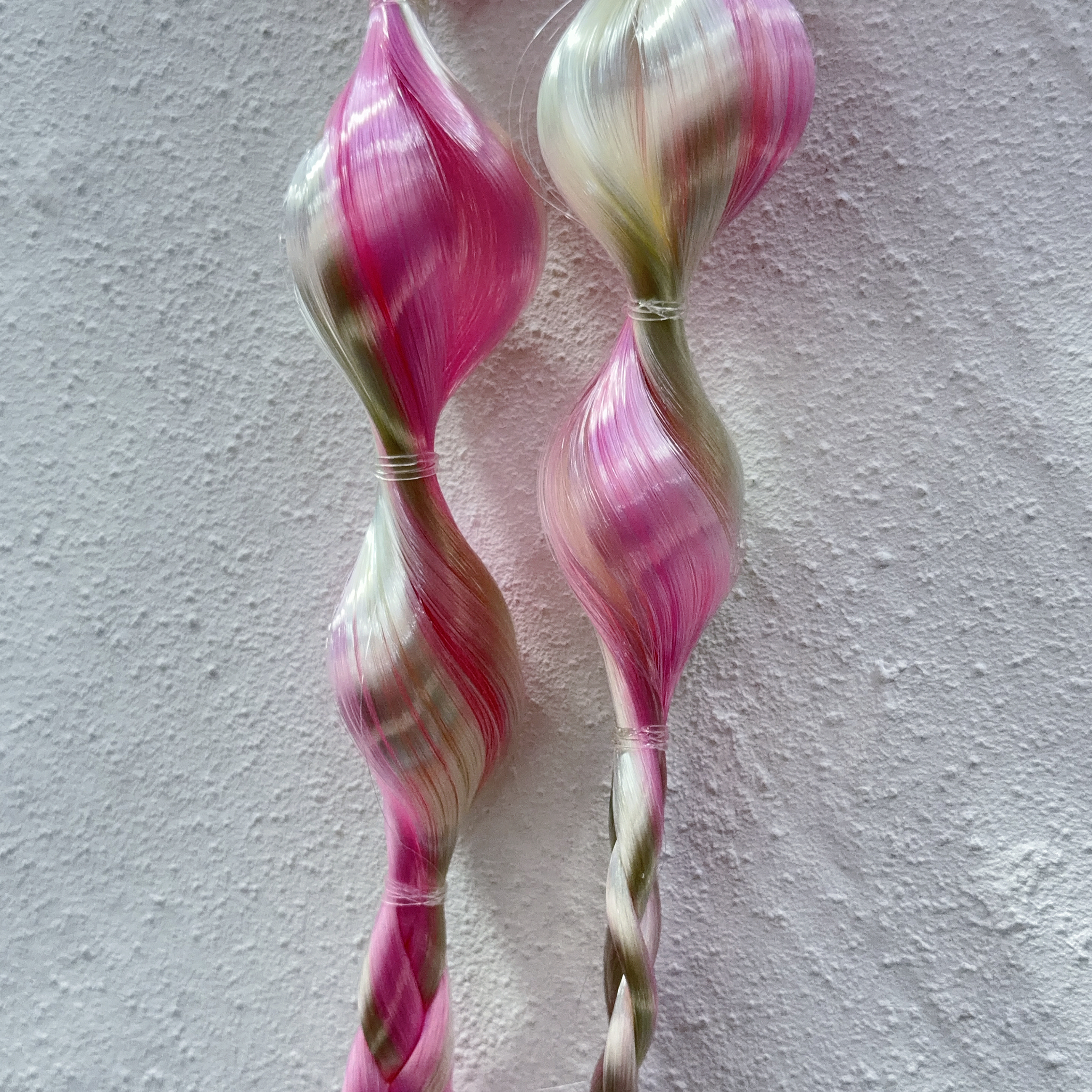Girls Colorful Bubble Braids Wig Hair Ties with Glitter Bow 女孩繽紛泡泡假髮辮子髮圈附閃亮蝴蝶結