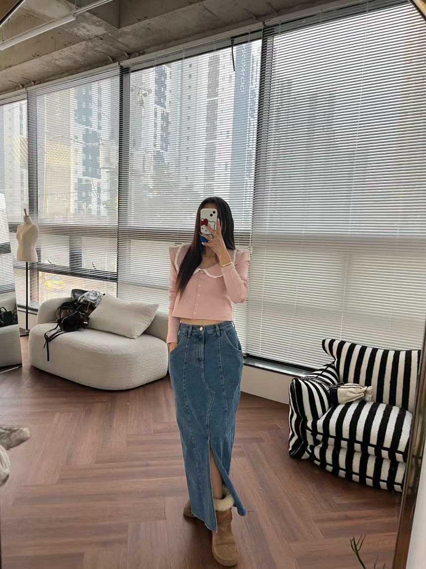 前骨開叉牛仔裙