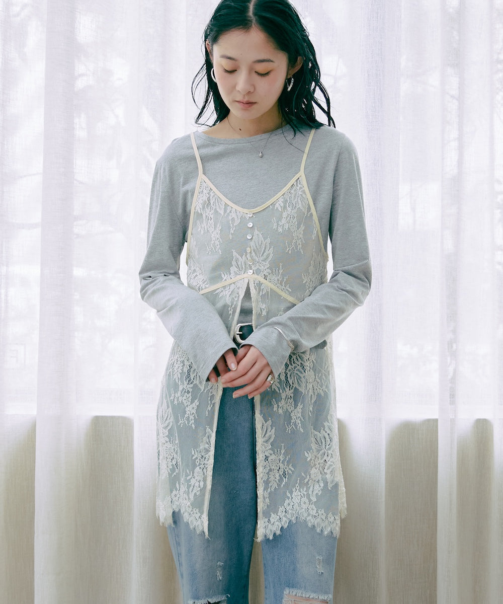 <JP> Lace Bustier + Soft Top Set (一套兩件)* 3色入 <預購>