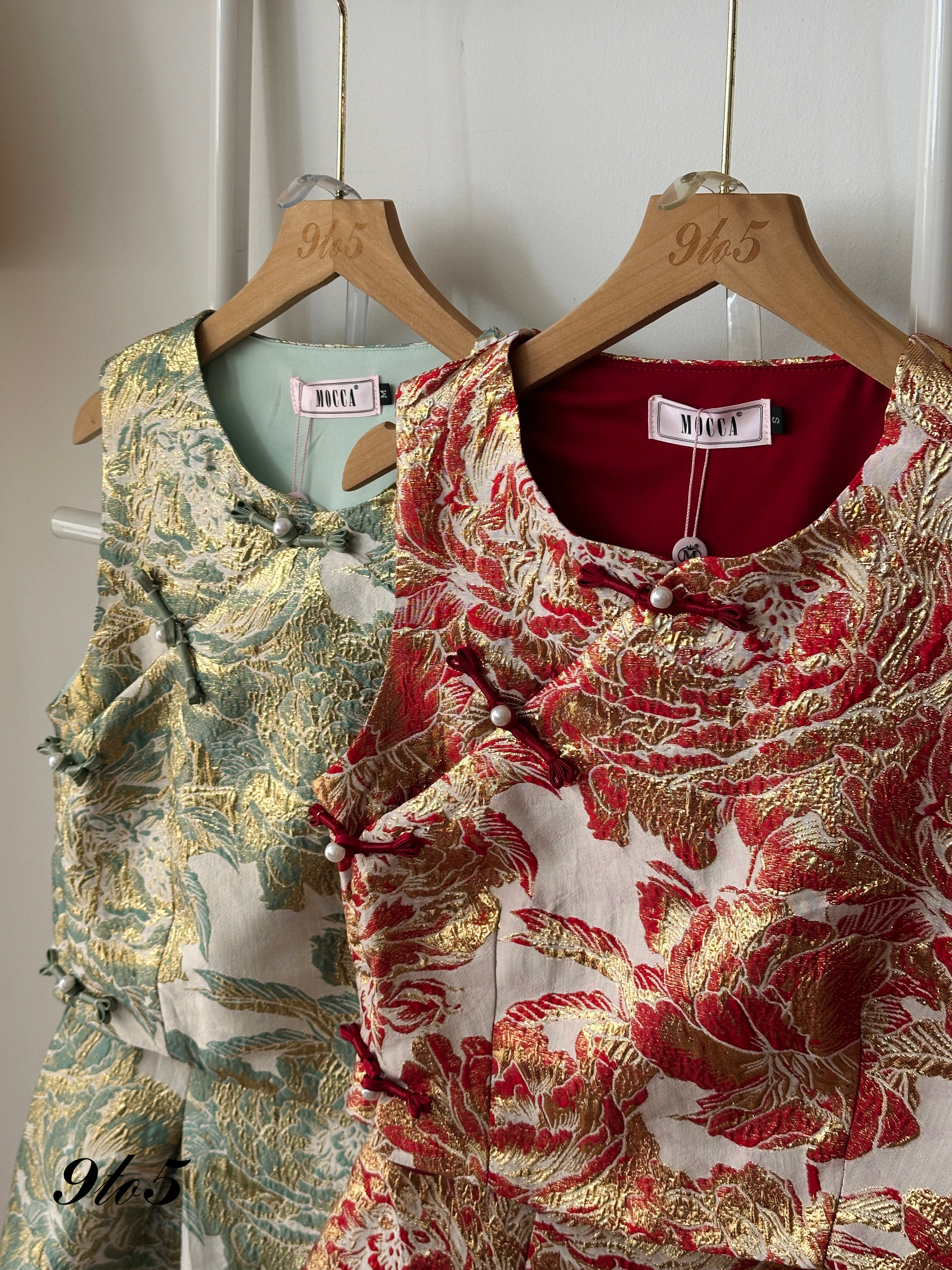 D2320 Sleeveless Cheongsam Matching Set - 3 Colors