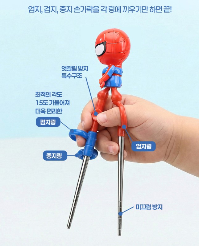   【預訂】 韓國直送 Marvel Spiderman 學習筷子餐具連收納盒三件套