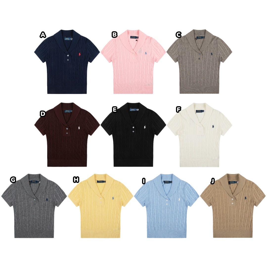 Polo Ralph Lauren 小馬刺繡麻花針織短袖羊毛冷衫