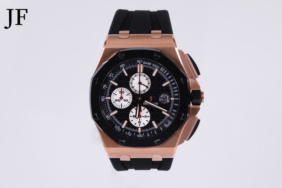 🚀品牌：AP大熊猫🚀 系列：俗称金大熊猫 机芯：3126计时自动机械 材质：316精钢表壳 陶瓷圈 直径：42mm 皮带：橡胶表带 表扣：原装针扣 玻璃：蓝宝石水晶玻璃