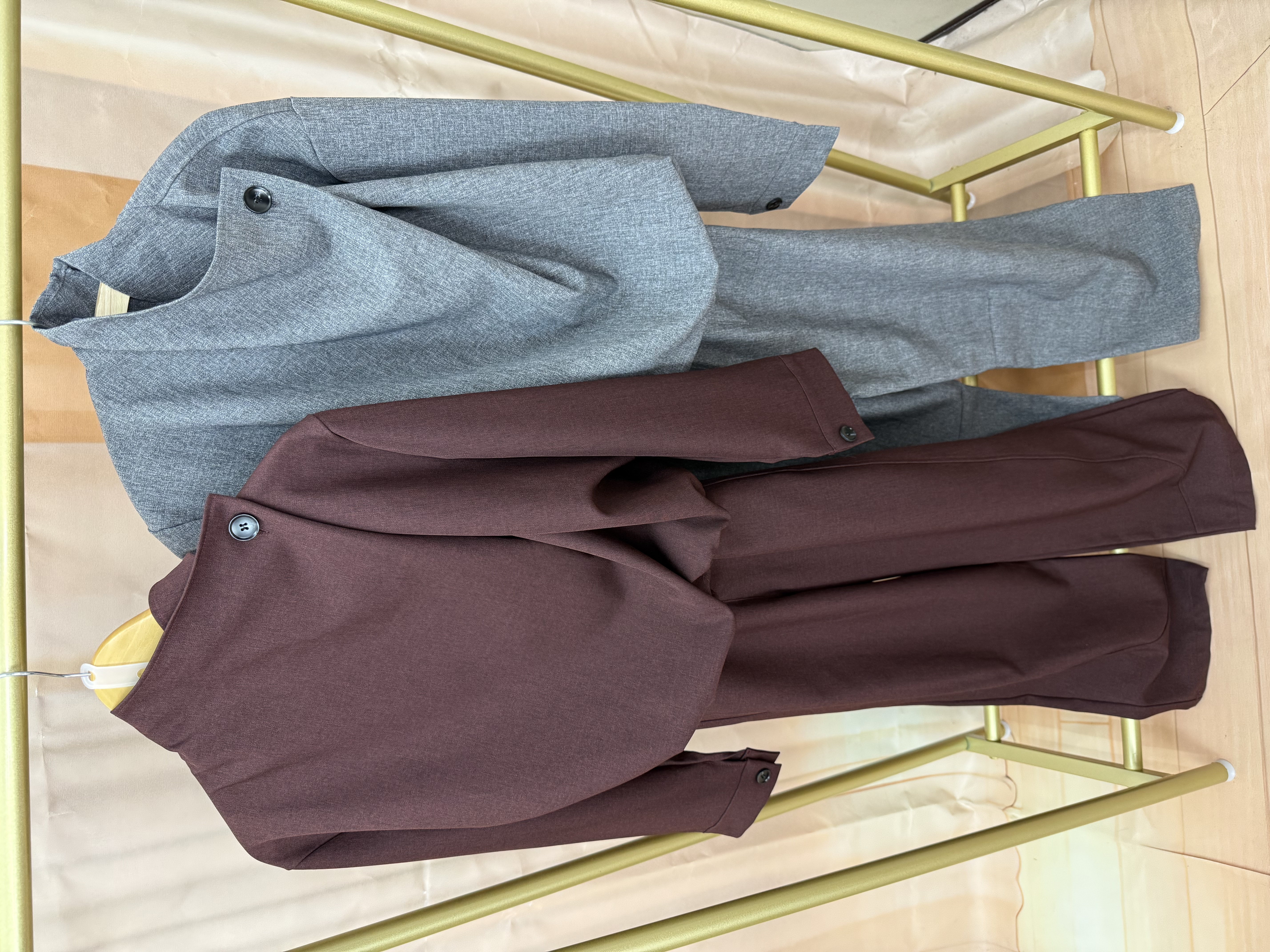 肌理围领阔腿套装 