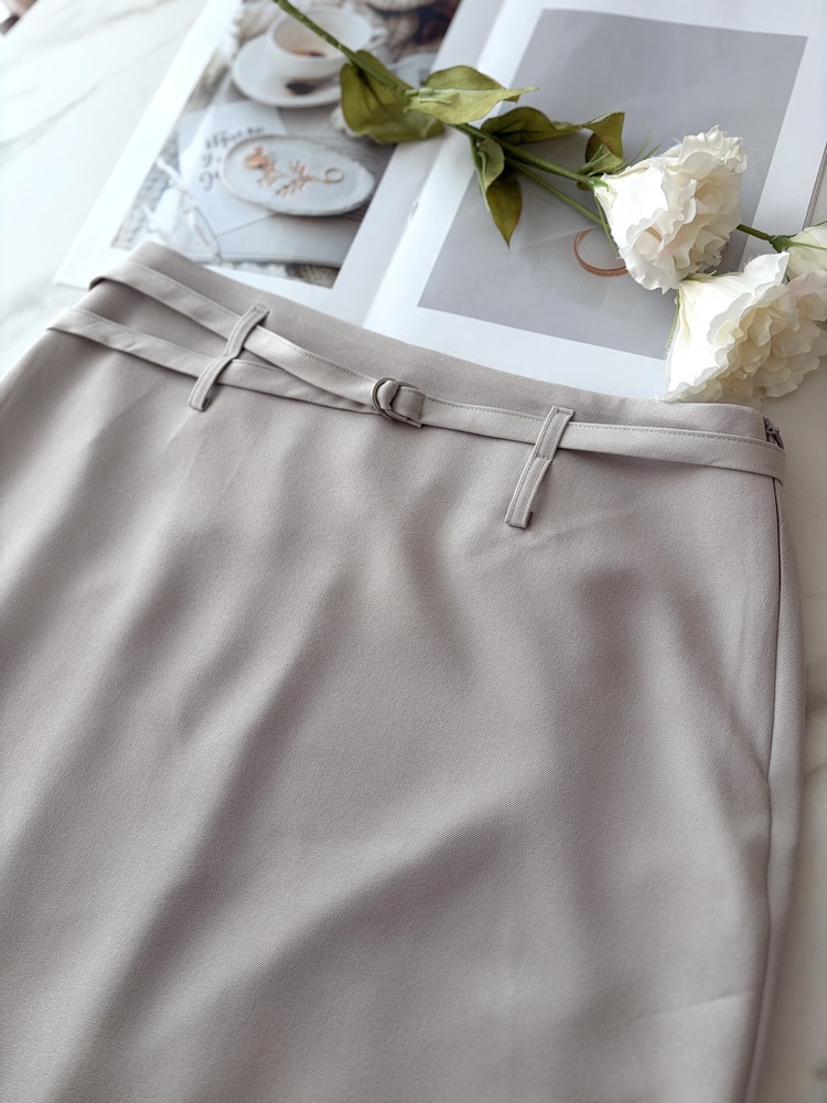 Colette Layered Belted Skirt (Charcoal)