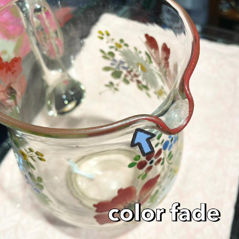 C.a. 1920s Art Deco Czechoslovakia Hand-painted Folk Floral Pattern Czech Water Jug/Pitcher (GE006)