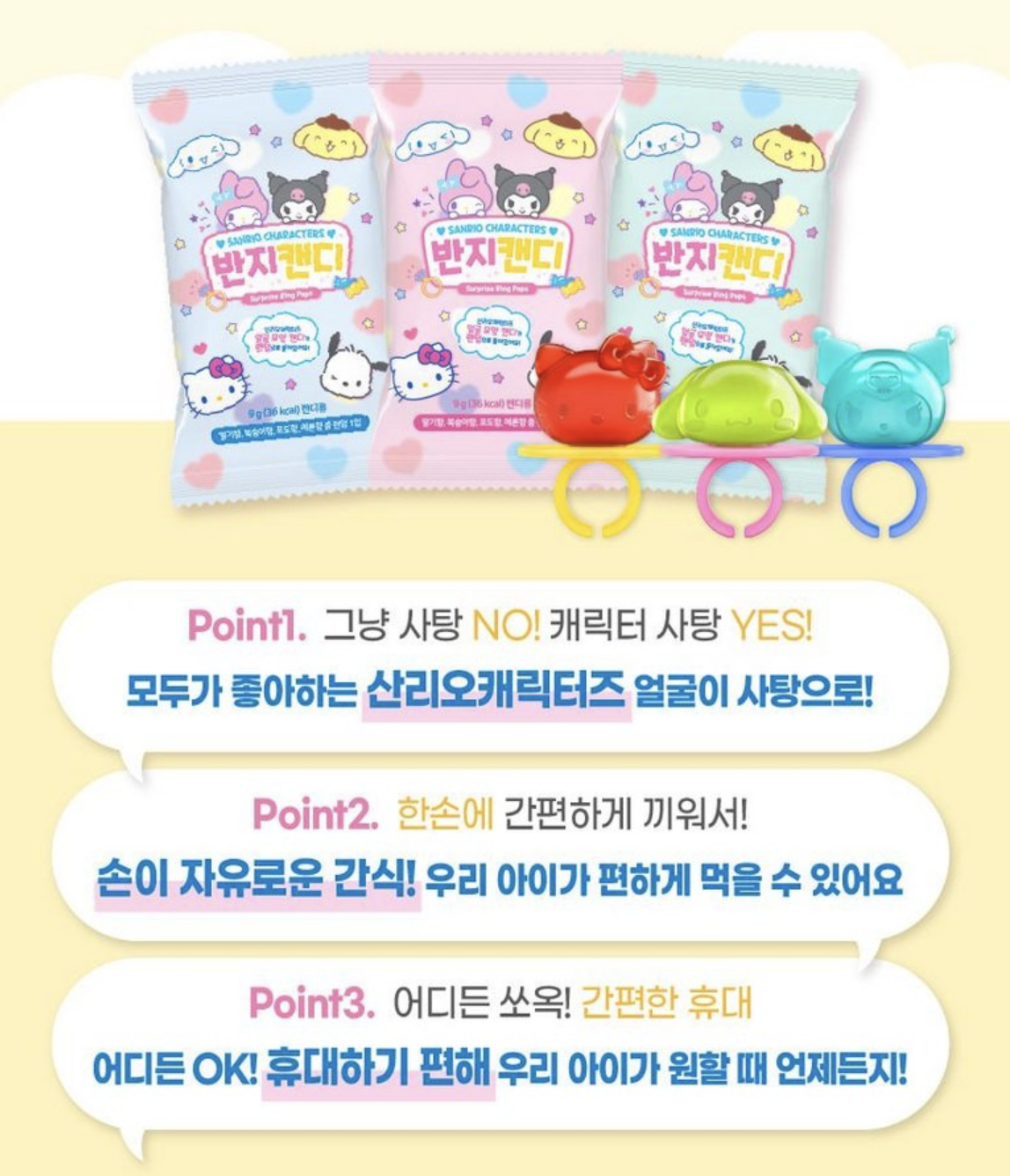 韓國直送 Sanrio Characters 六大人氣角色 3D 立體戒子糖