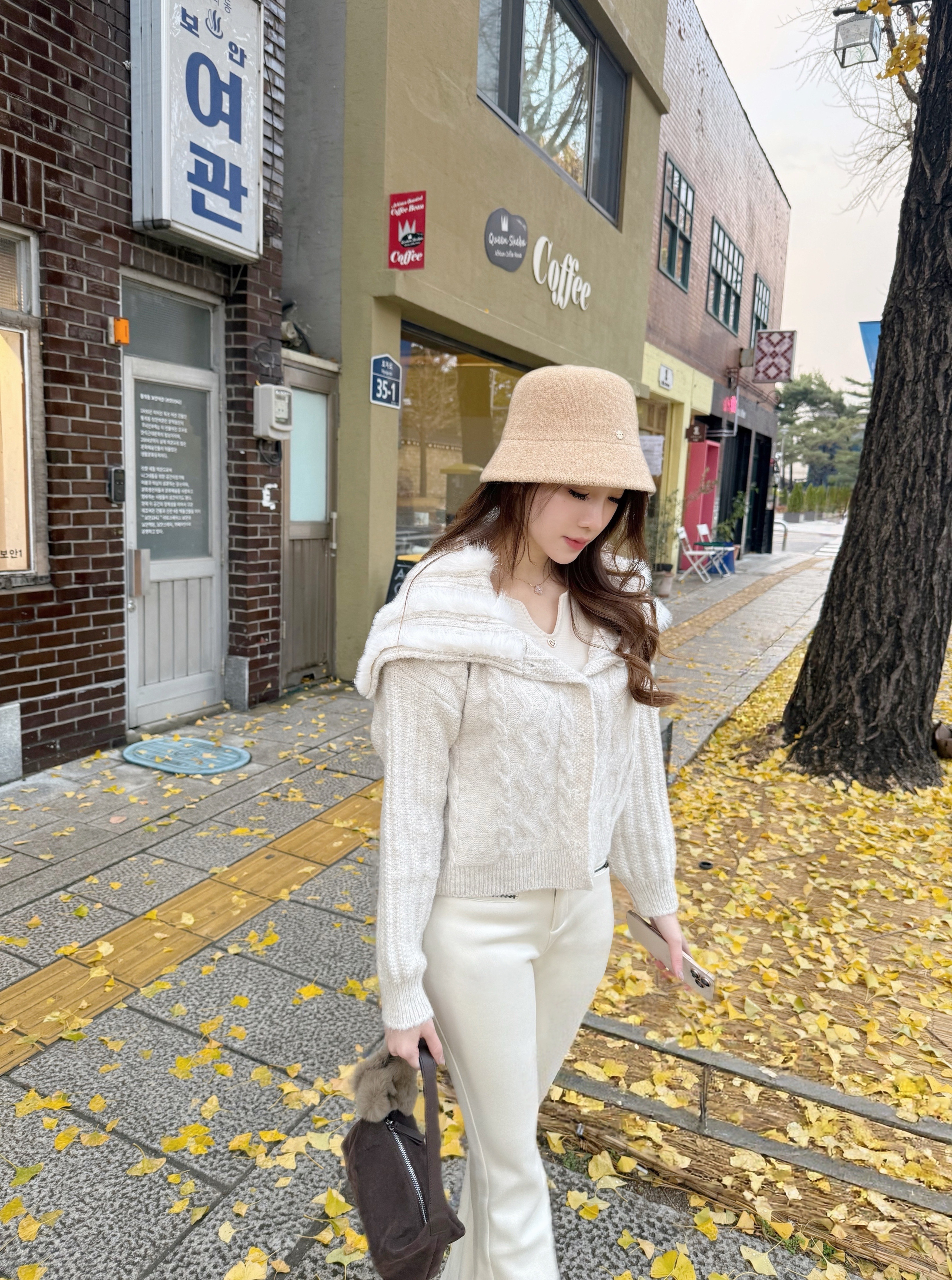 毛茸茸海軍風大翻領✨麻花編織上衣外套