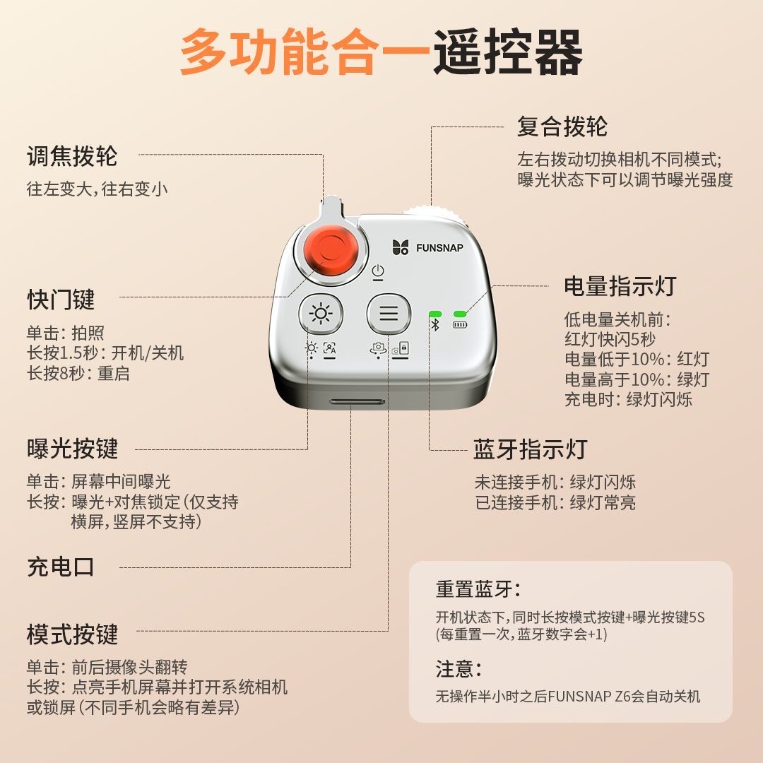 全新 逗映科技 FUNSNAP 2G 手機助拍器｜磁吸固定｜可拆式藍牙遙控｜磁吸補光燈