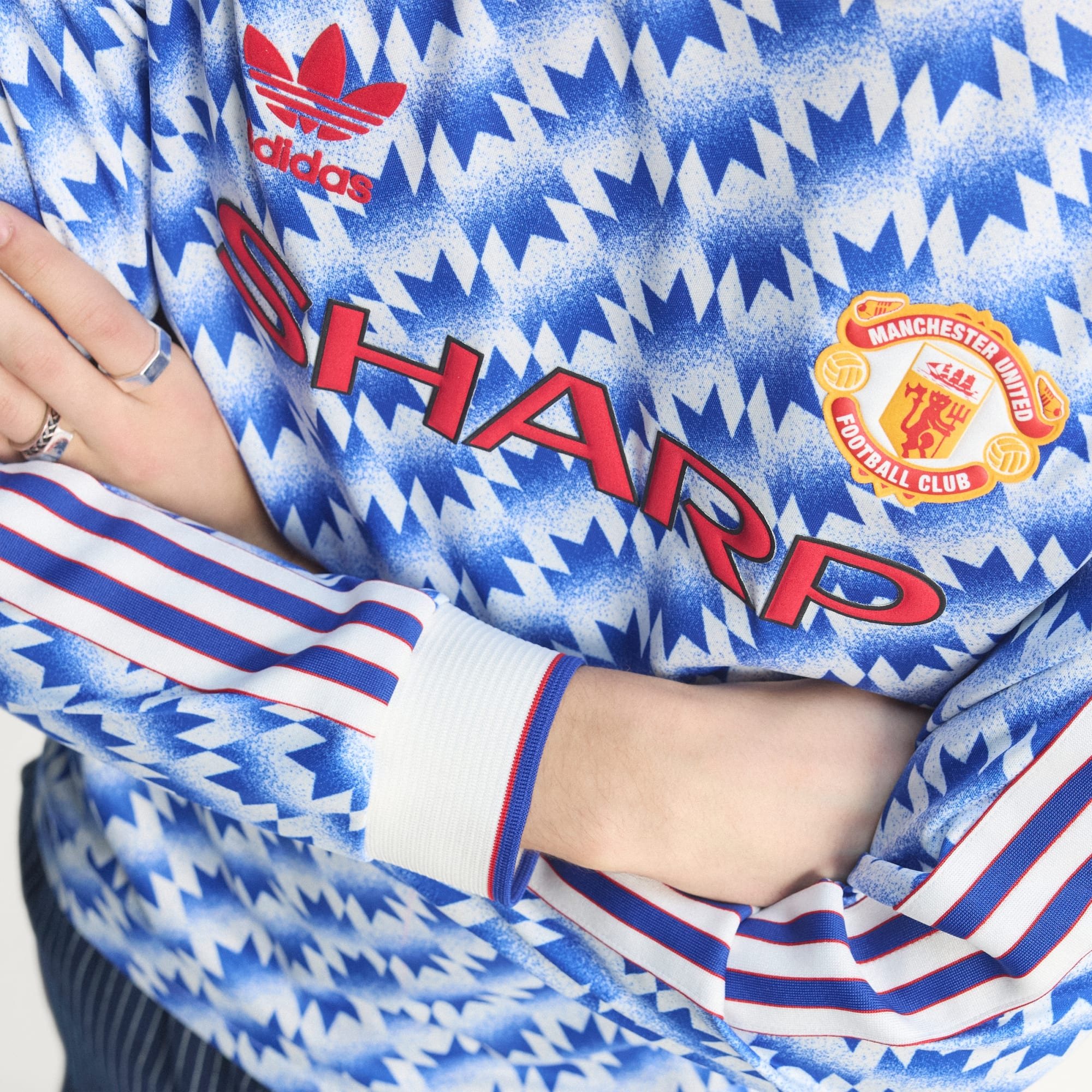 傳奇藍色美學 ⚽ Adidas Originals Manchester United 曼聯 1991/92 長袖復刻作客球衣 (可加印字) JM5498