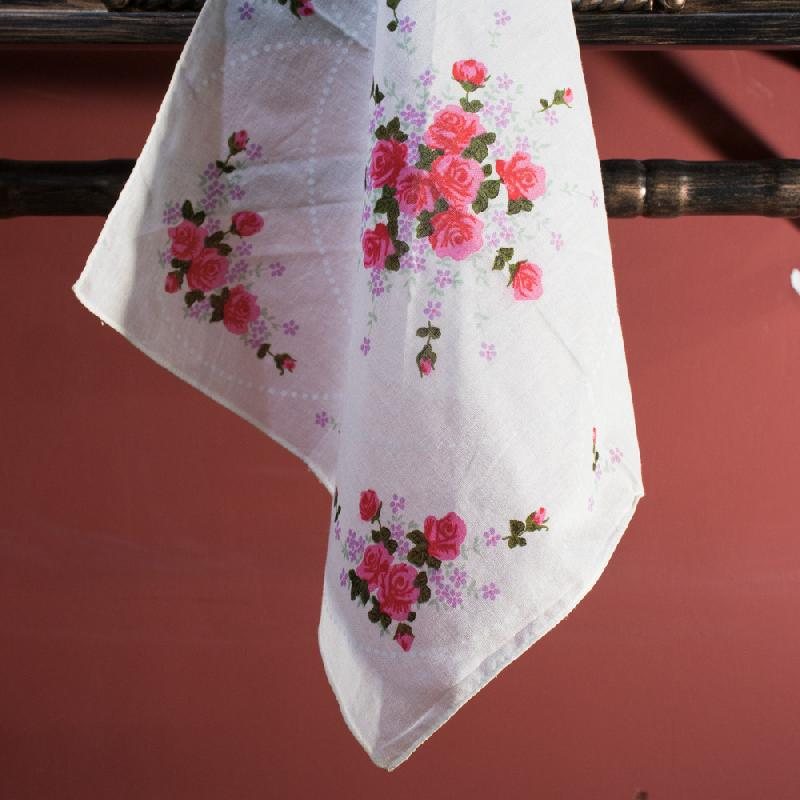 Vintage Double Fish Made in China 雙魚牌 Floral Pattern Handkerchief Set of 2(EV387)