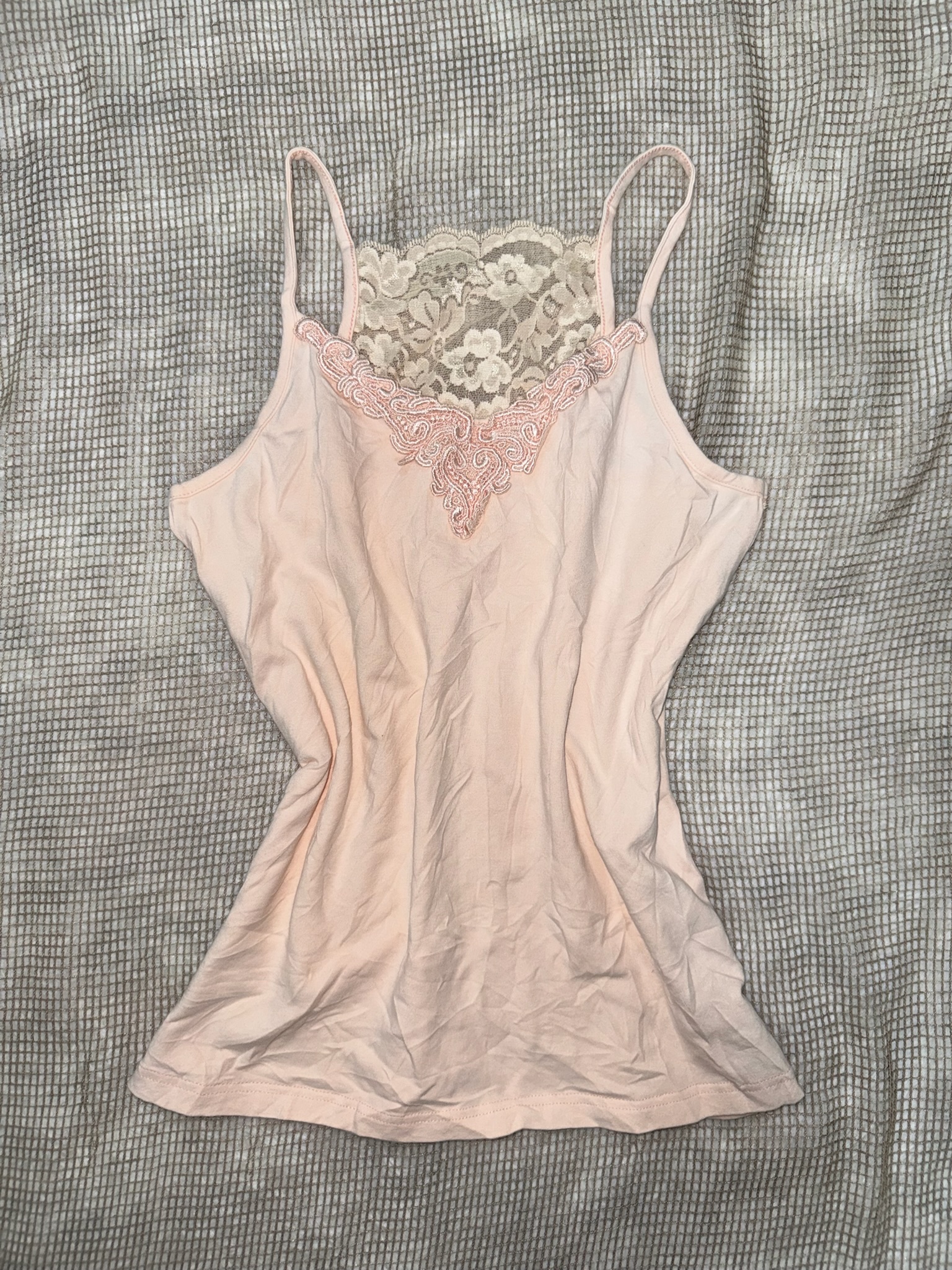 Peach Pink Floral Lace Camisole