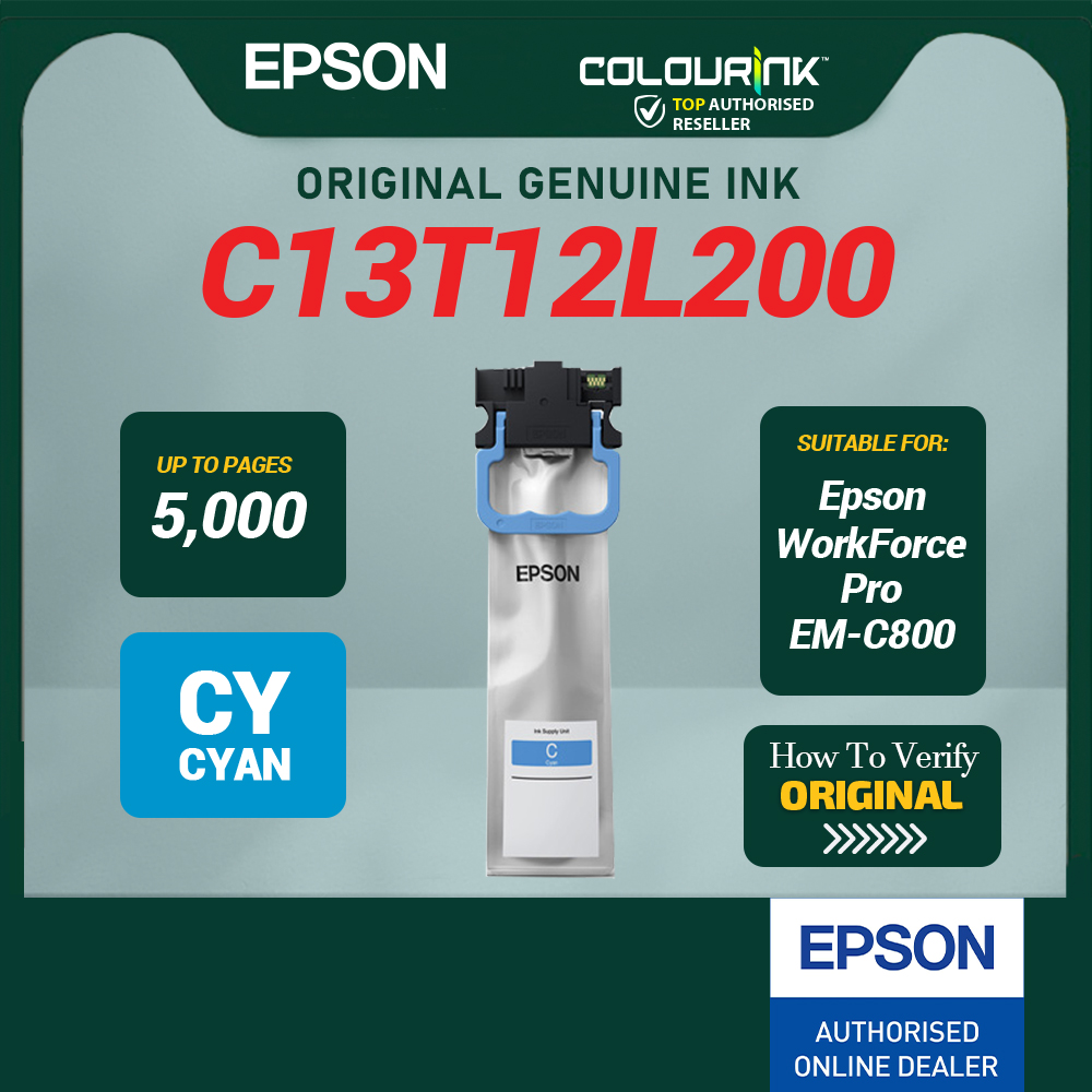EPSON C13T12L100 C13T12L200 C13T12L300 C13T12L400 Original Low Cap Ink Catridge EM-C800