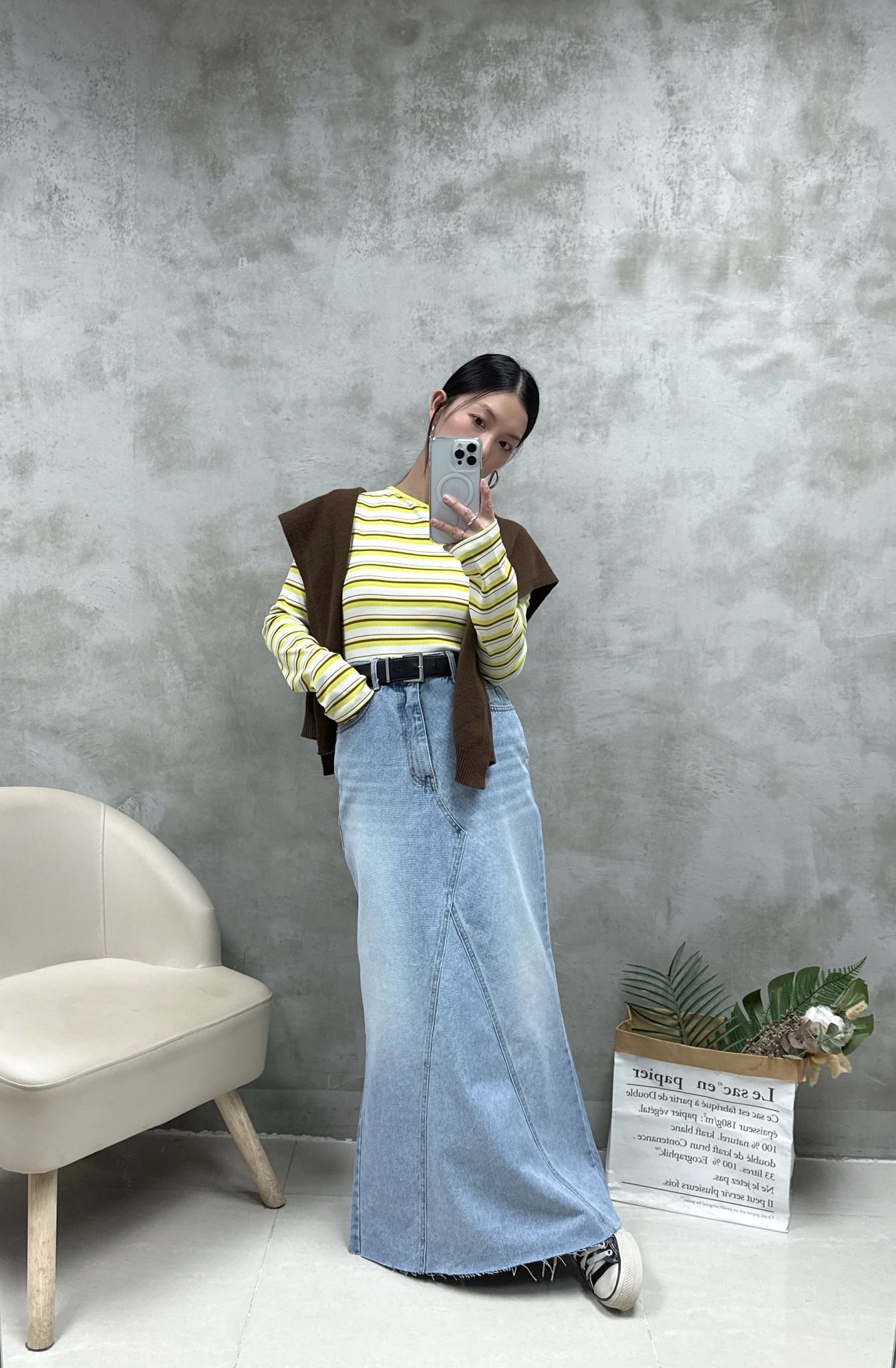 洗水牛仔魚尾裙