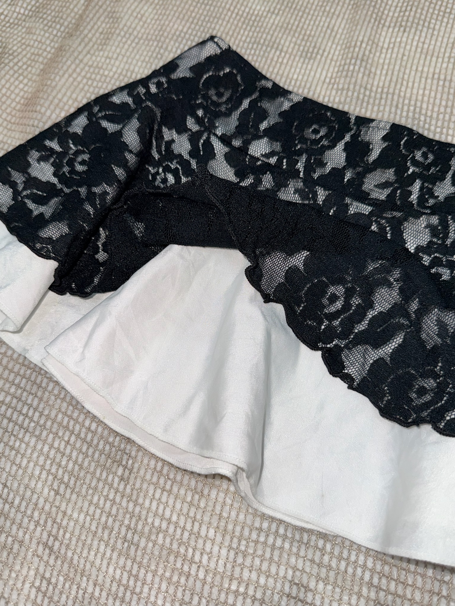 Coquette Black Rose White Hem Layered Lace Skirt