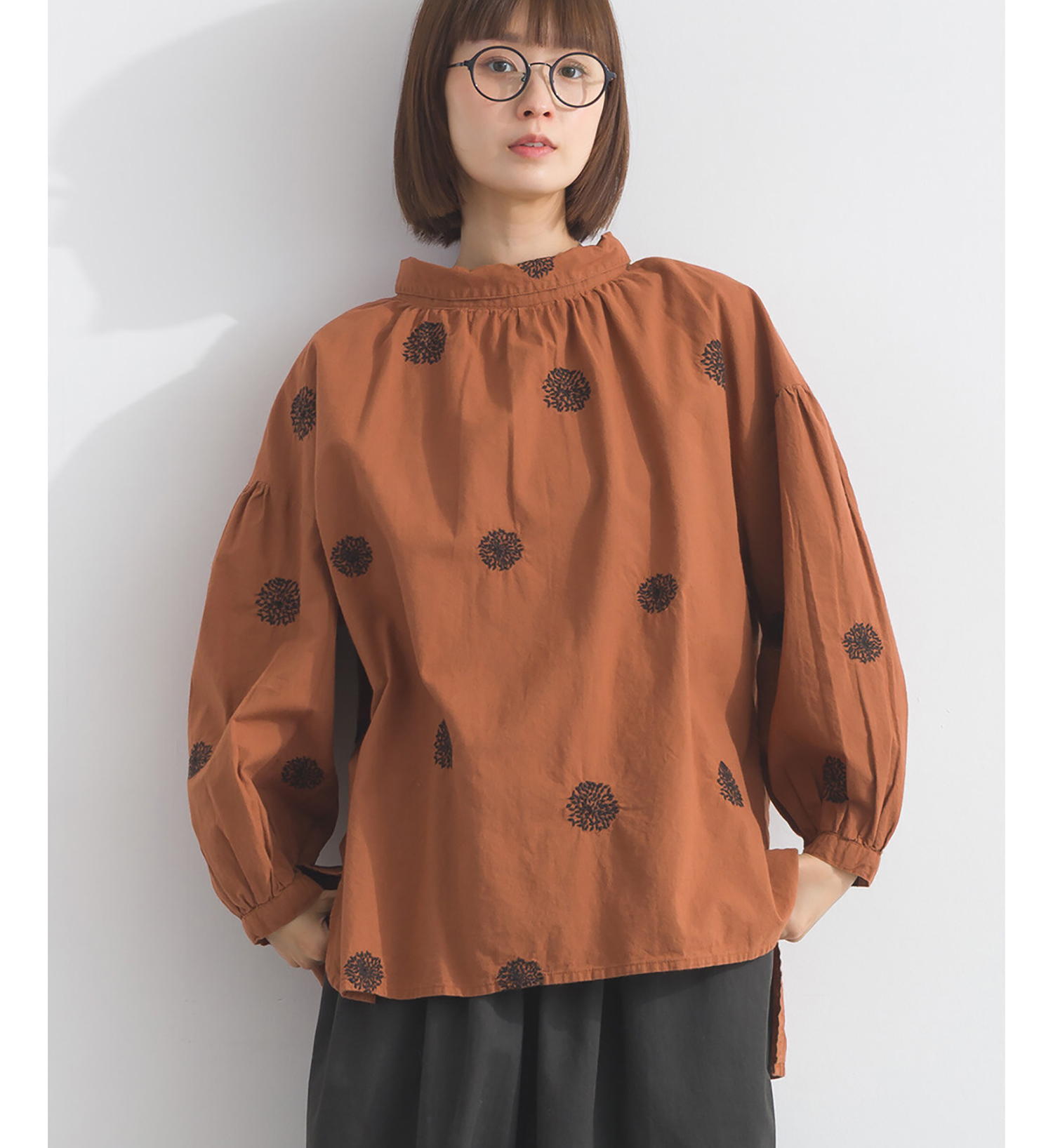 LP - 蒲公英褶皺棉襯衫 (焦糖色)