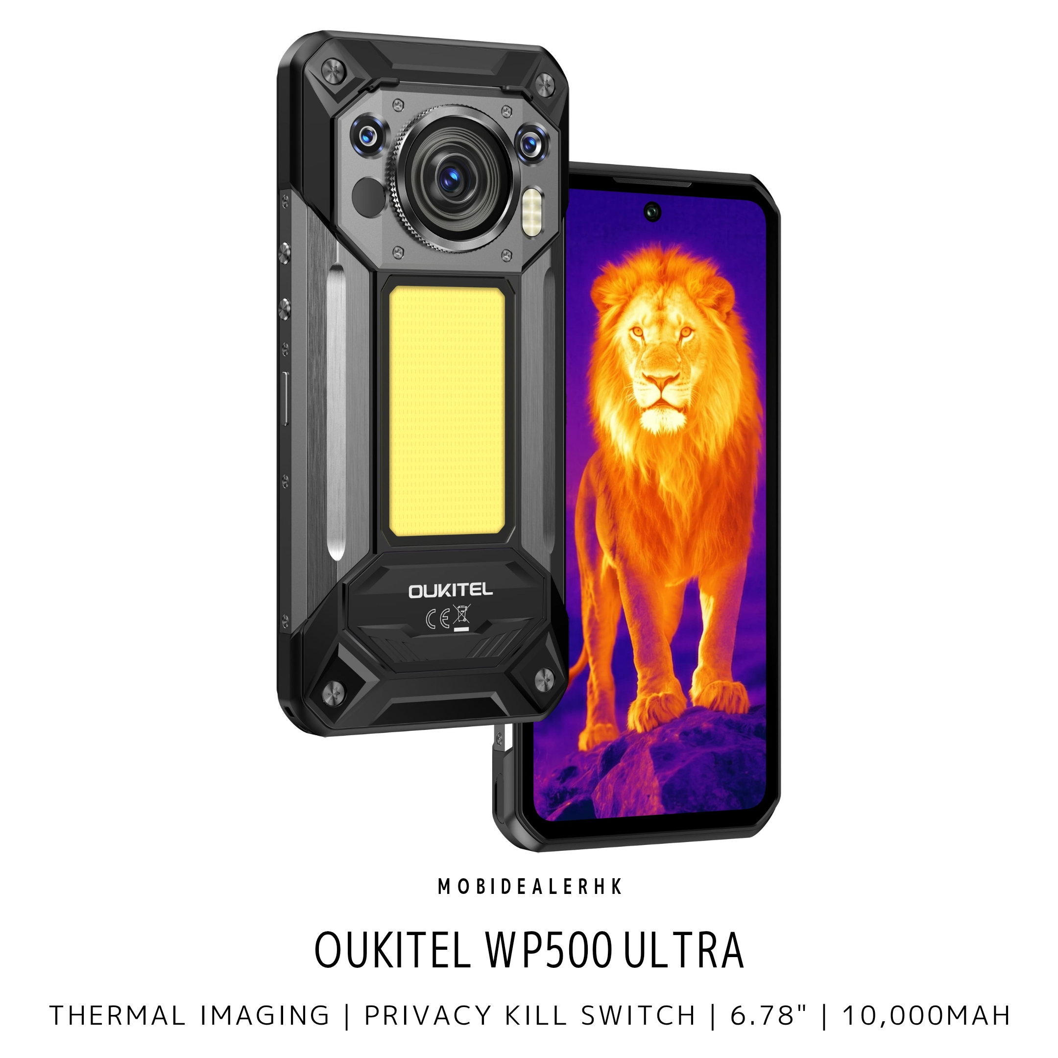 Oukitel WP500 Ultra | 歐奇 WP500 Ultra | 5G | 三防手機 | Privacy Kill Switch | 熱感 | 夜視鏡 | 10,000mAh | 反向充電