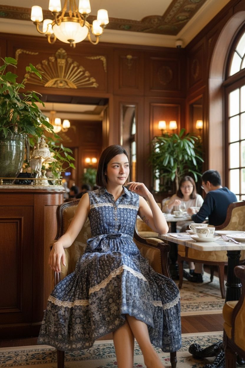 1641 Blue Mix Layers with Lace Edge Sleevless OP 41"