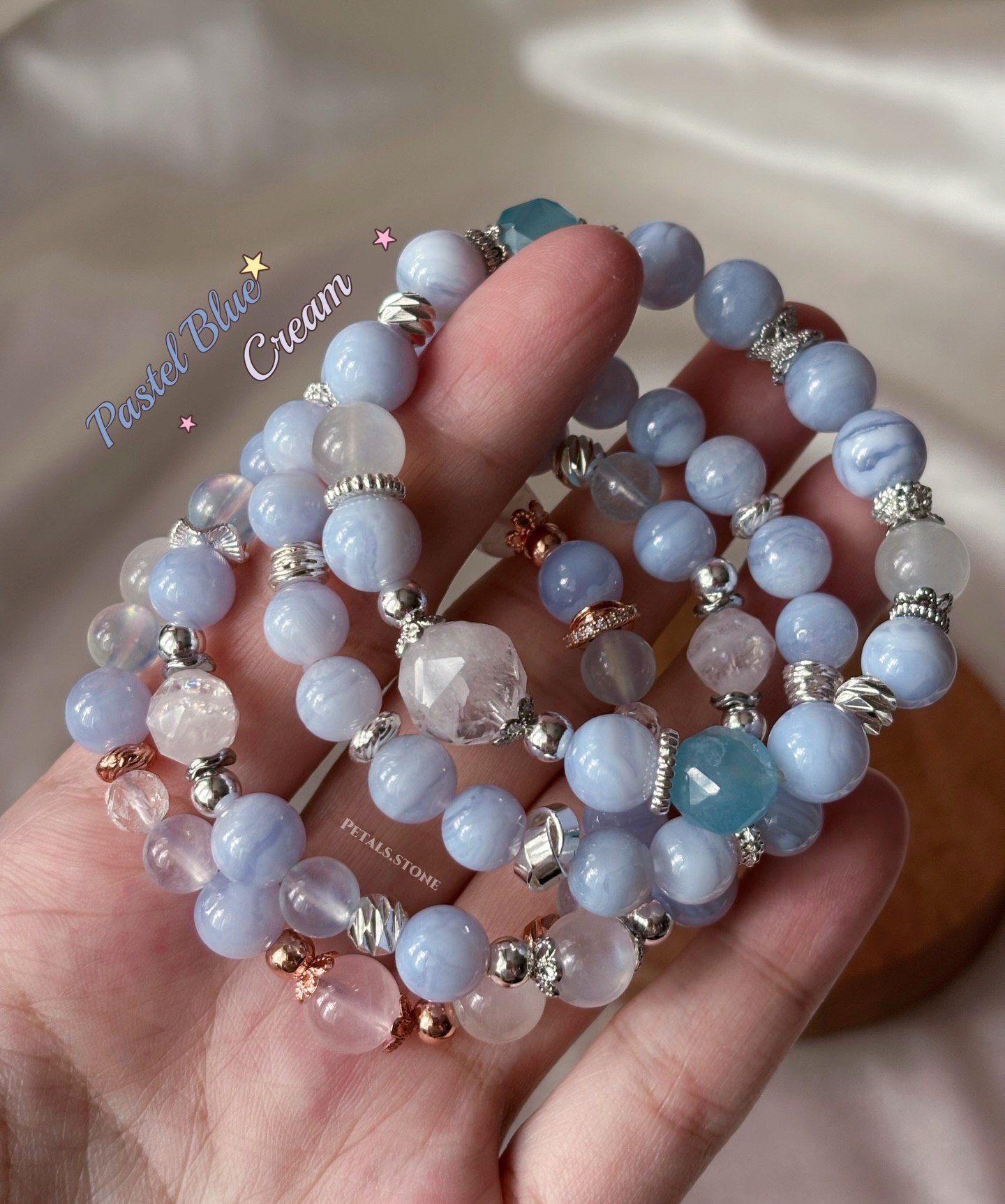 ☁️ Pastel Blue Cream｜藍紋瑪瑙