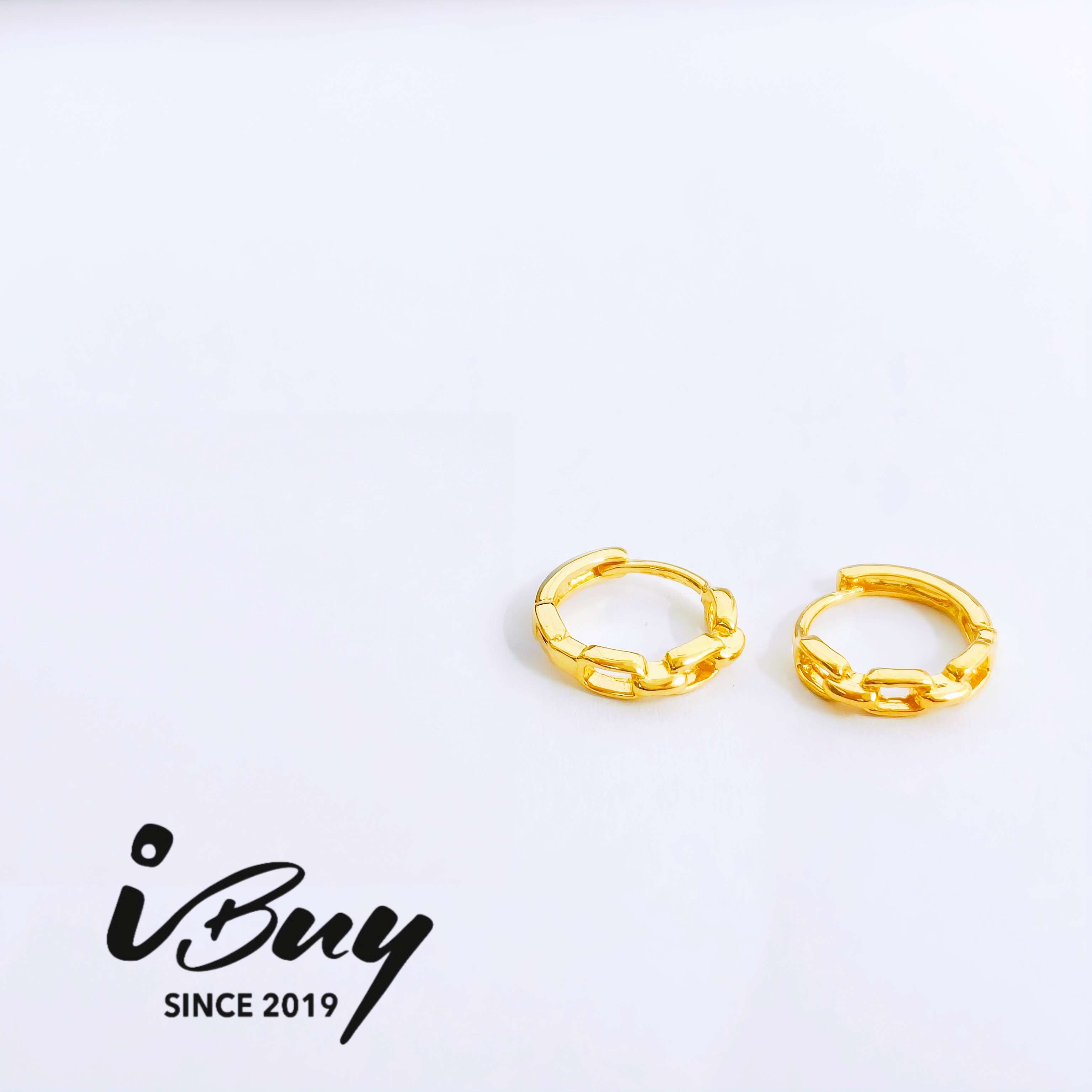916 GOLD CABLE EARRING 916 金 链条纹耳圈