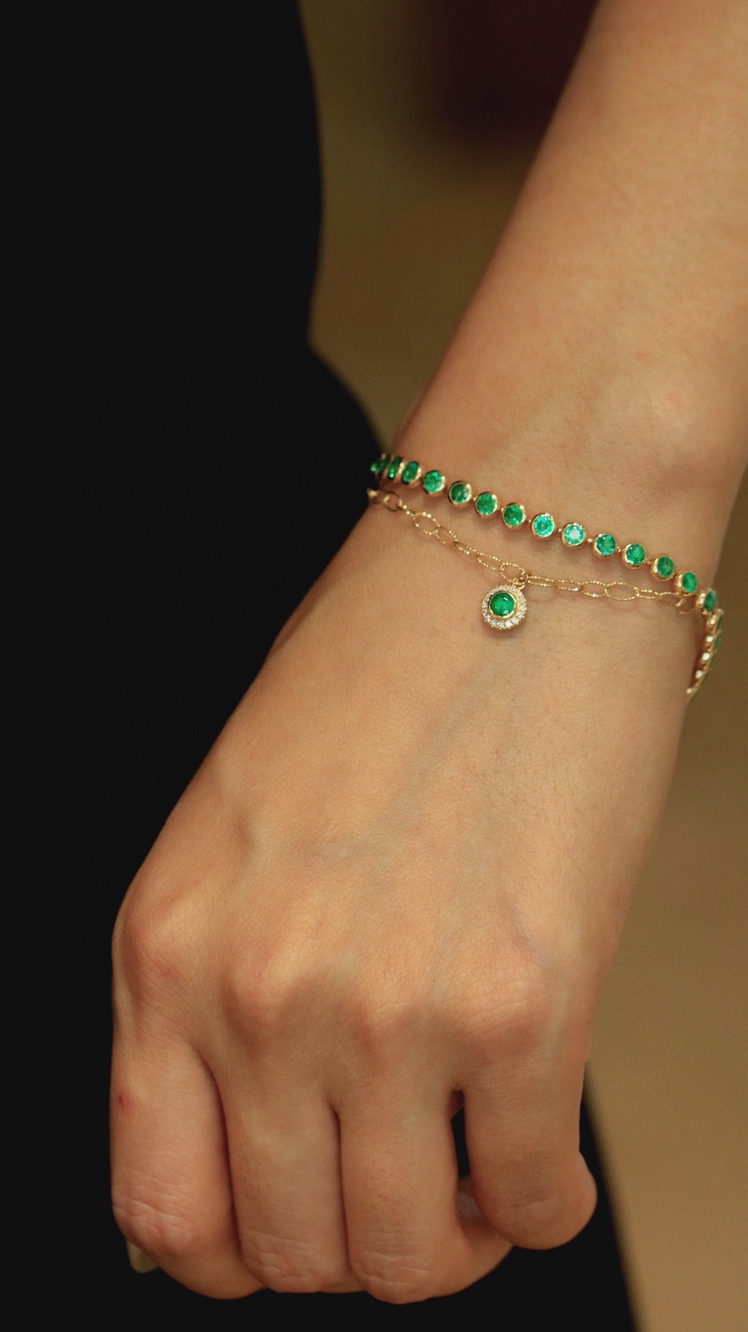 18K Emerald Diamond Bracelet 