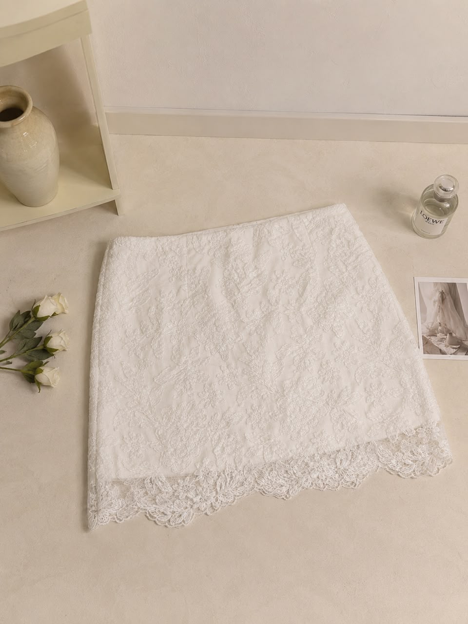 A021020 Korean Floral Lace Mini Skirt